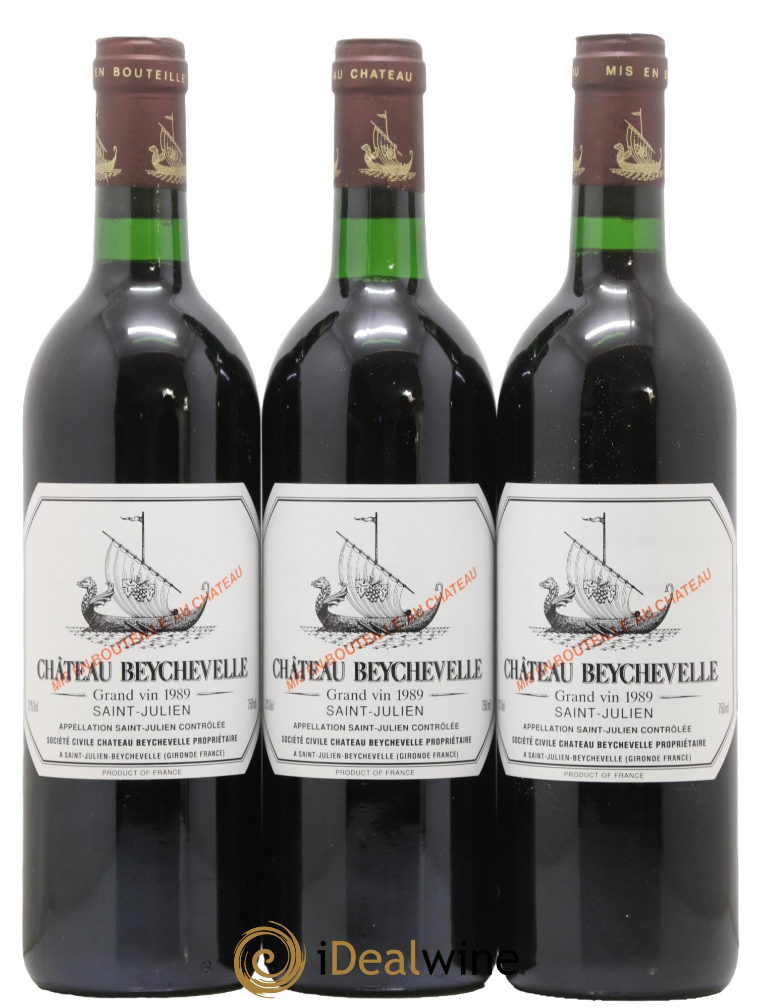 Château Beychevelle 4ème Grand Cru Classé 1989 - Lot de 3 bouteilles - 0