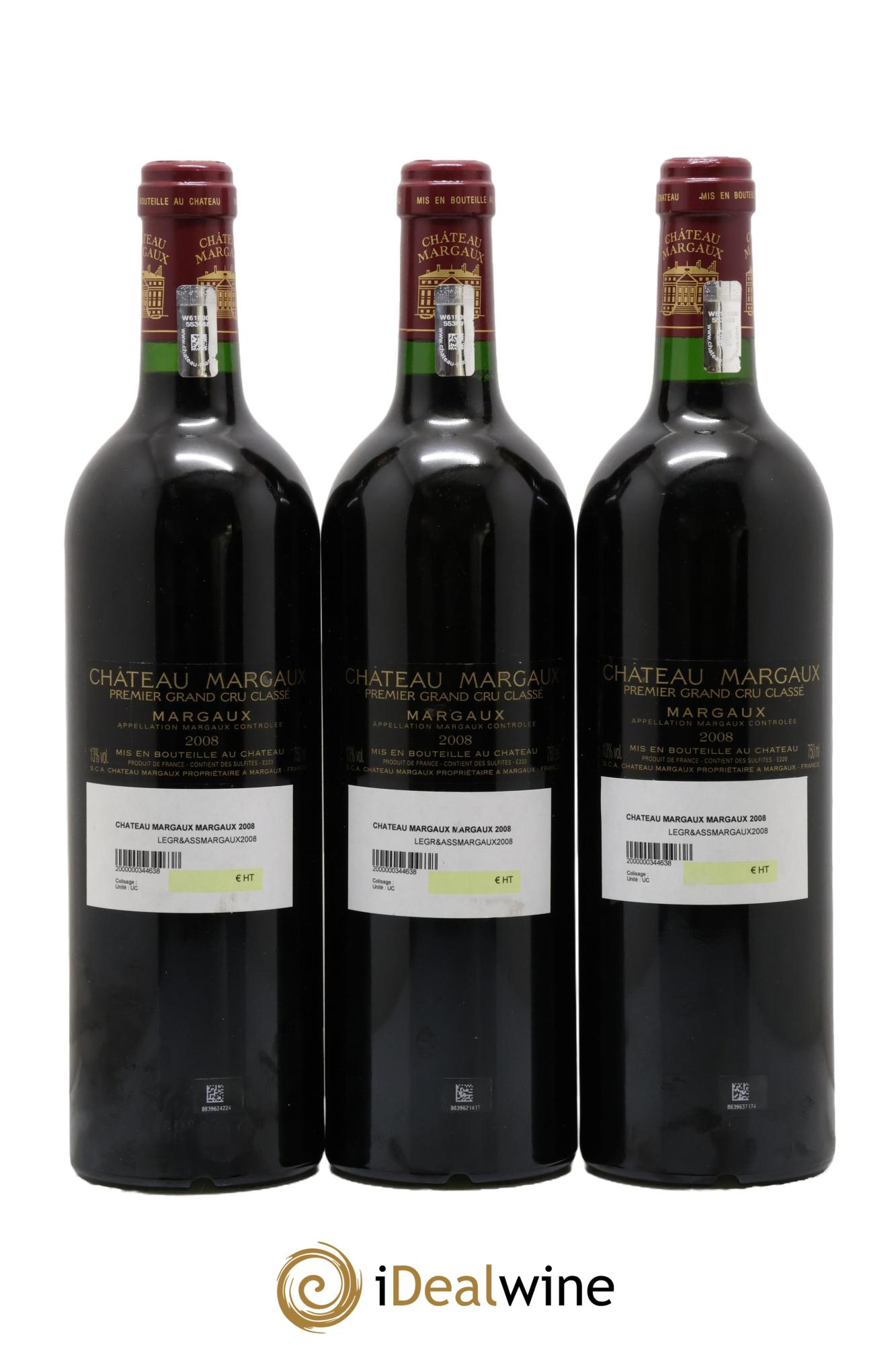Château Margaux 1er Grand Cru Classé 2008 - Lot de 3 bouteilles - 1