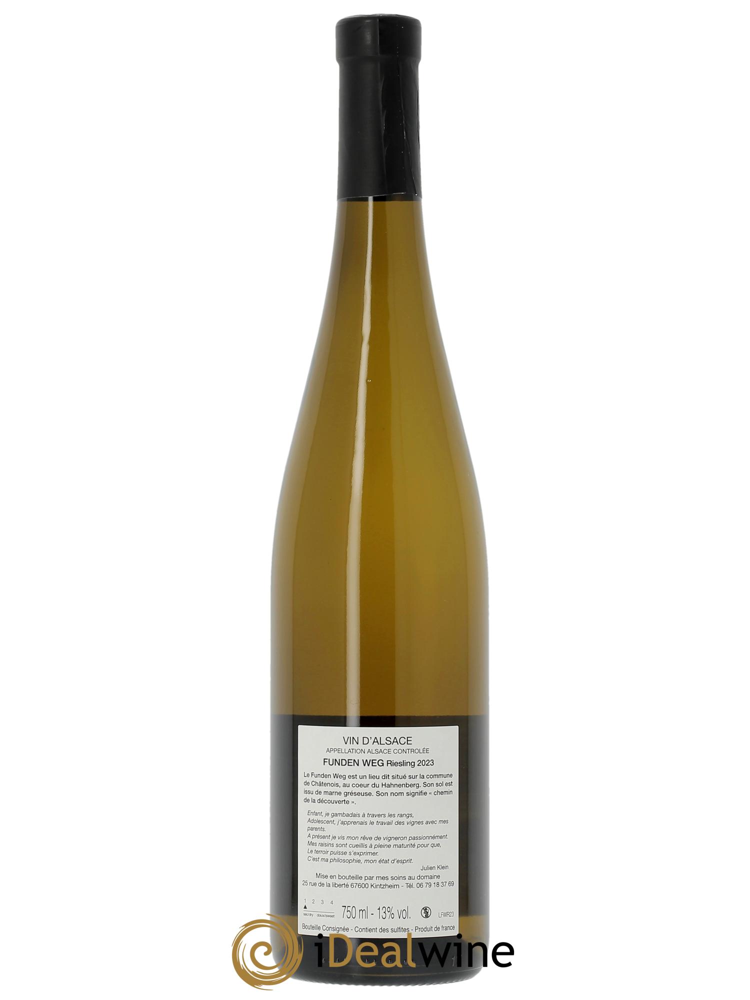 Alsace Riesling Funden Weg Julien Klein  2023 - Lot de 1 bouteille - 2