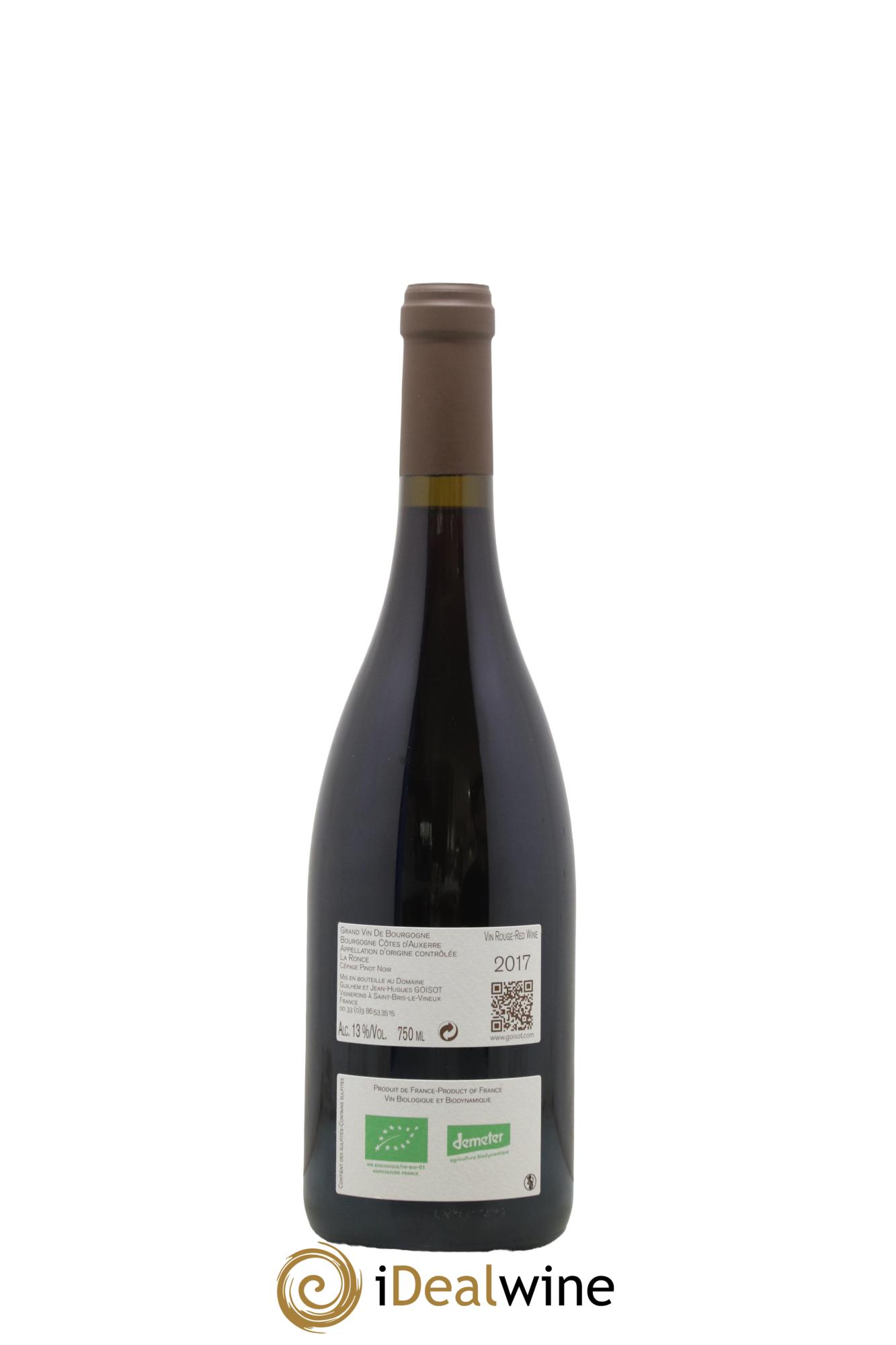 Bourgogne Côtes d'Auxerre La Ronce Goisot  2017 - Lot de 1 bouteille - 1