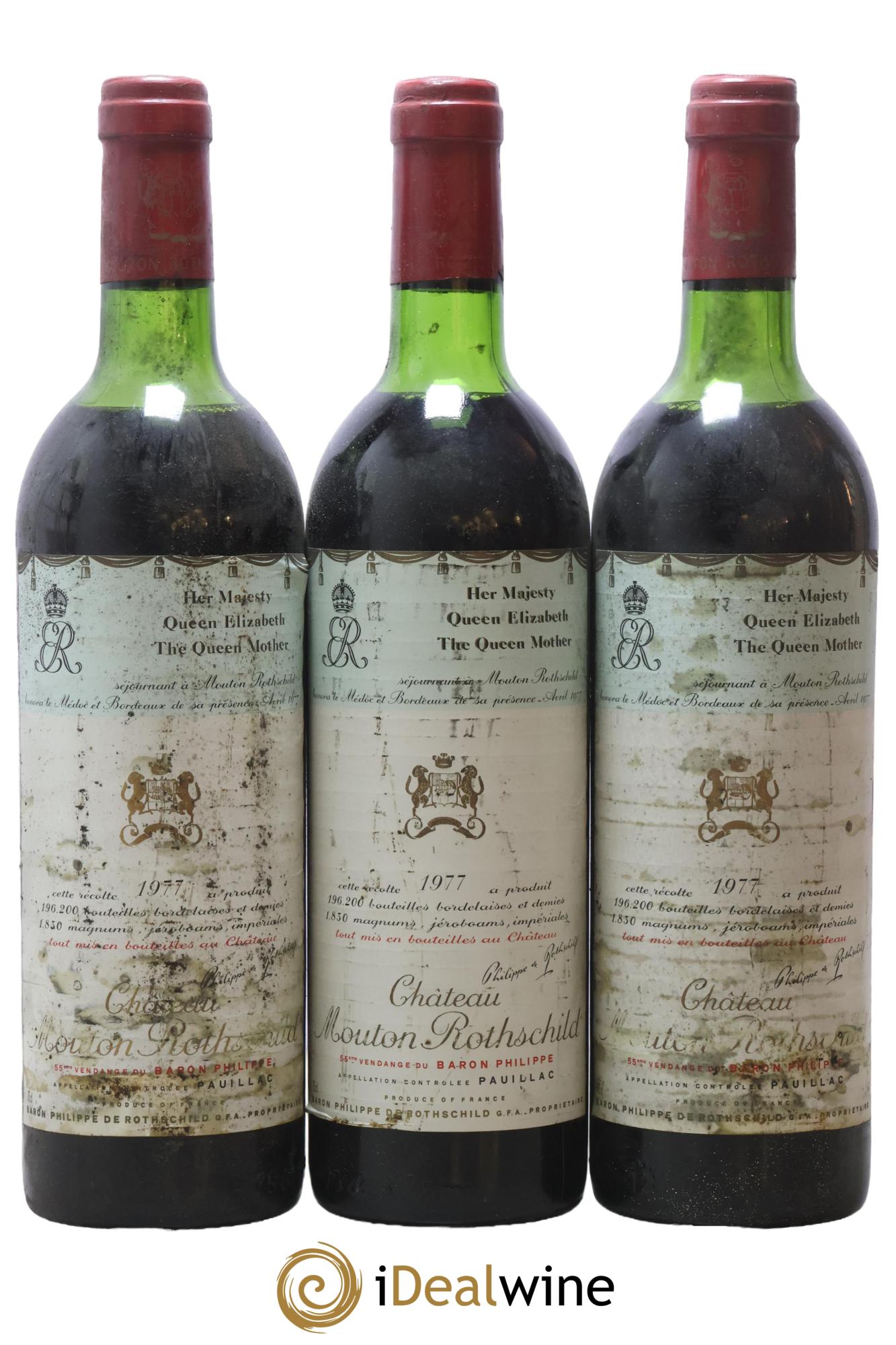 Château Mouton Rothschild 1er Grand Cru Classé 1977 - Lot of 3 bottles - 0