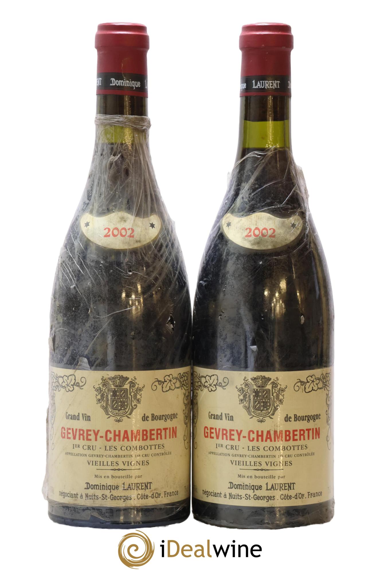 Gevrey-Chambertin 1er Cru Les Combottes Dominique Laurent 2002 - Lot de 2 bouteilles - 0