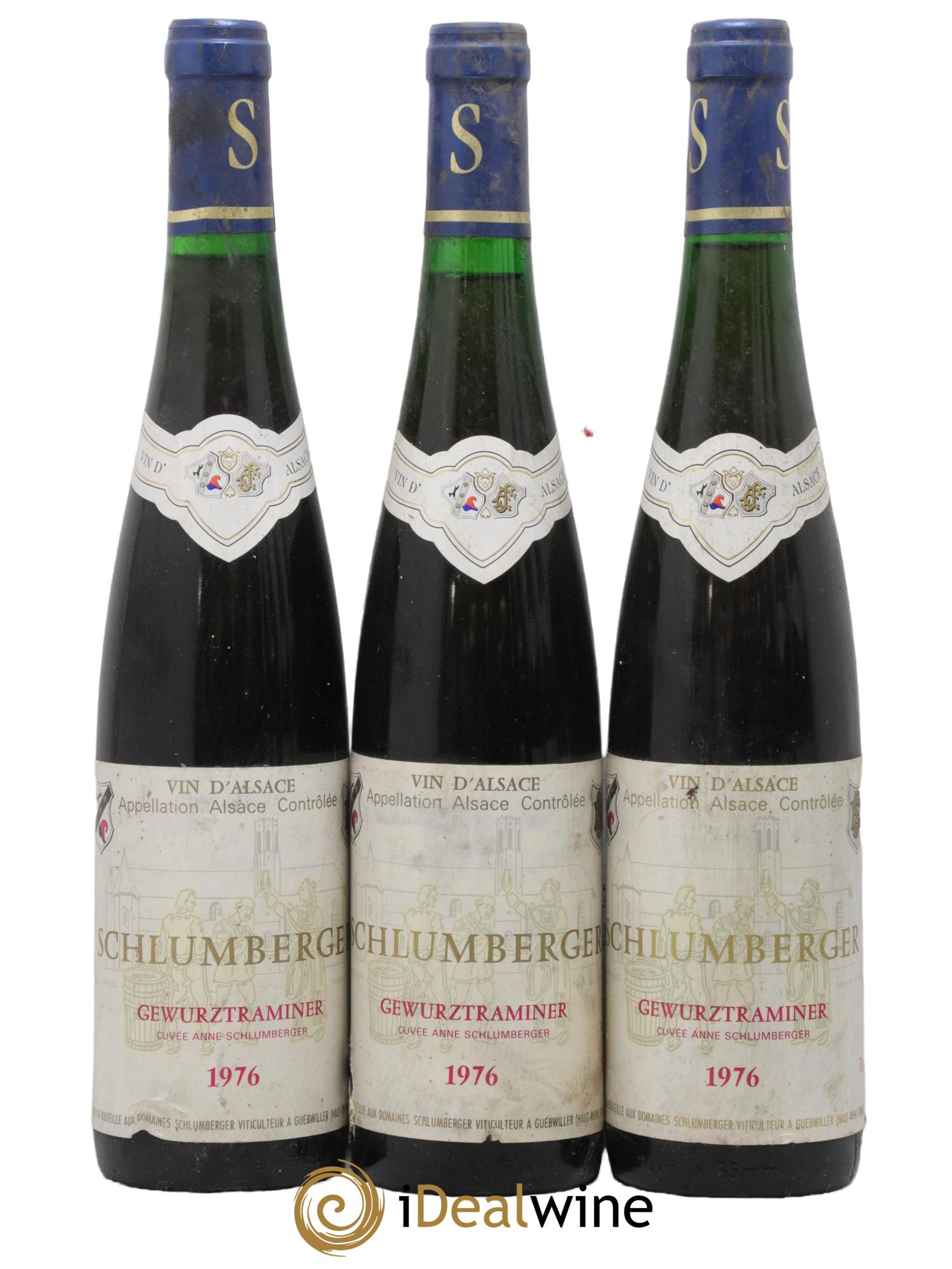 Alsace Gewurztraminer Cuvée Anne Grains Nobles Domaine Schlumberger 1976 - Posten von 3 Flaschen - 0
