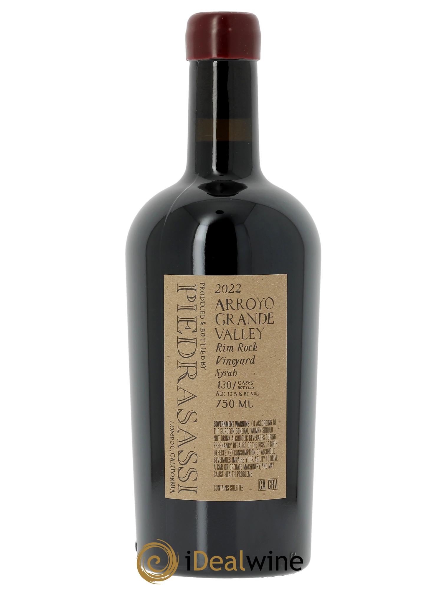 Arroyo Grande Valley Piedrasassi Rim Rock Syrah Sashi Moorman 2022 - Lot de 1 bouteille - 1
