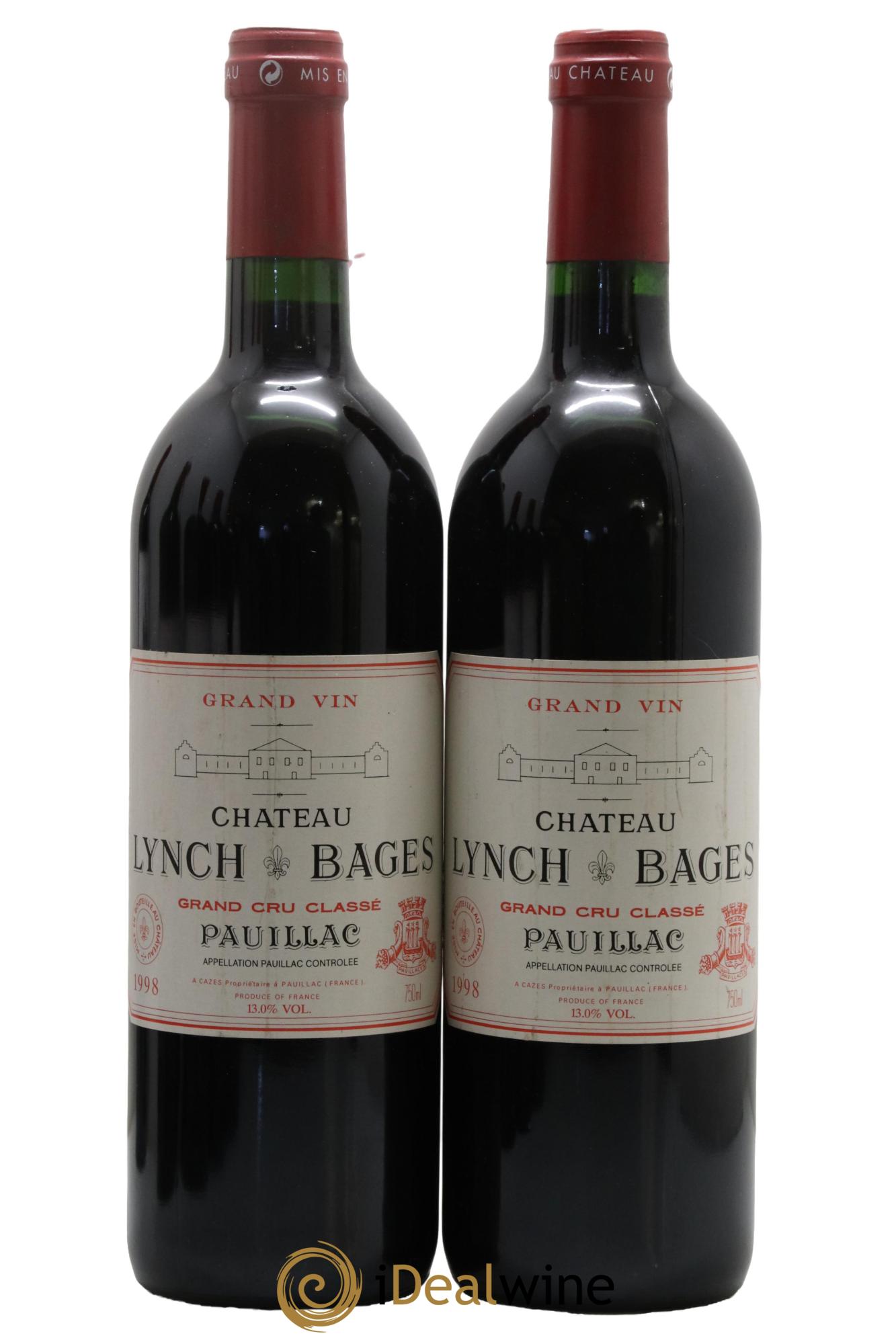 Château Lynch Bages 5ème Grand Cru Classé 1998 - Lot de 2 bouteilles - 0