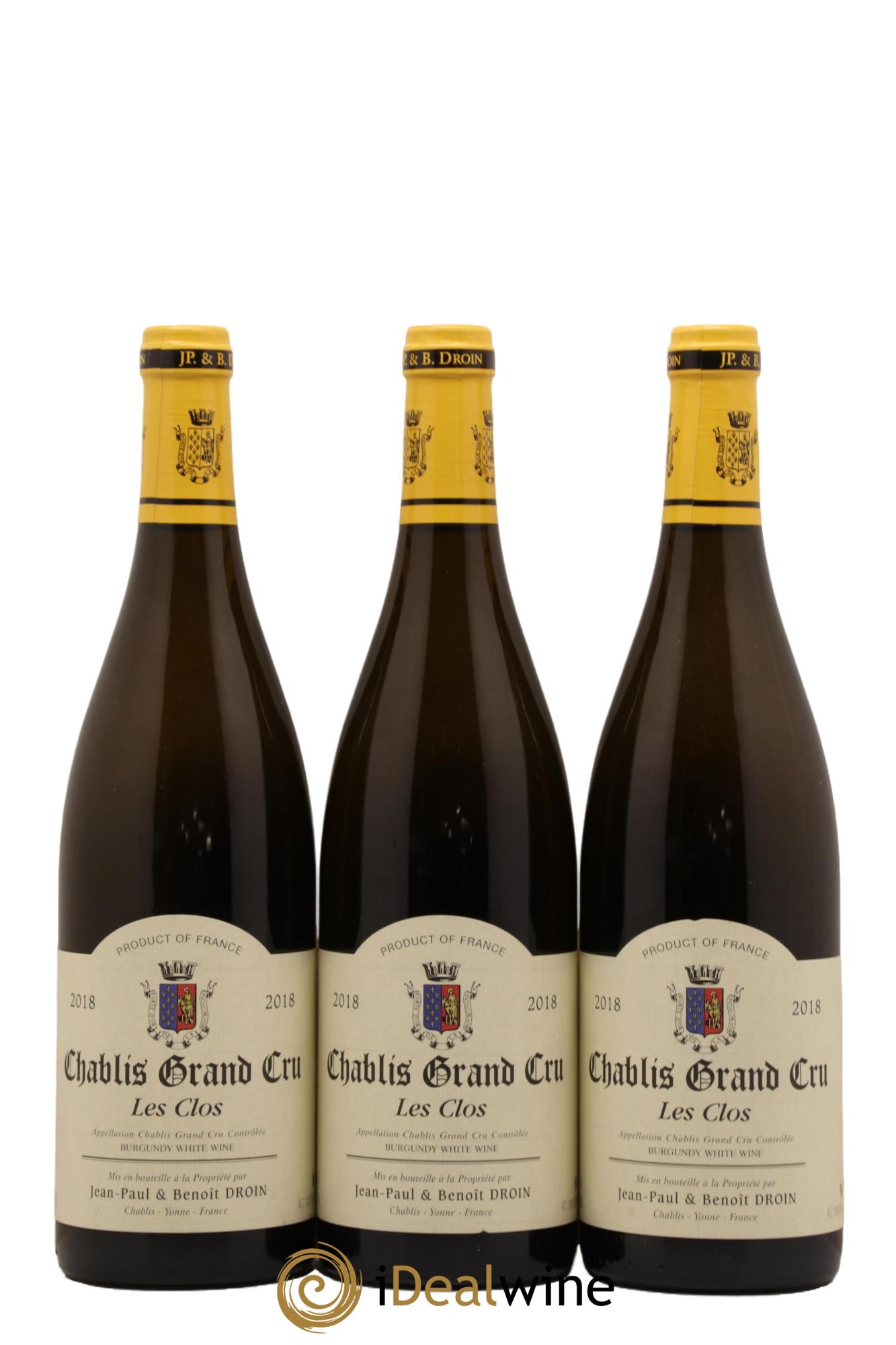 Chablis Grand Cru Les Clos Jean-Paul & Benoît Droin (Domaine) 2018 - Lot de 3 bouteilles - 0