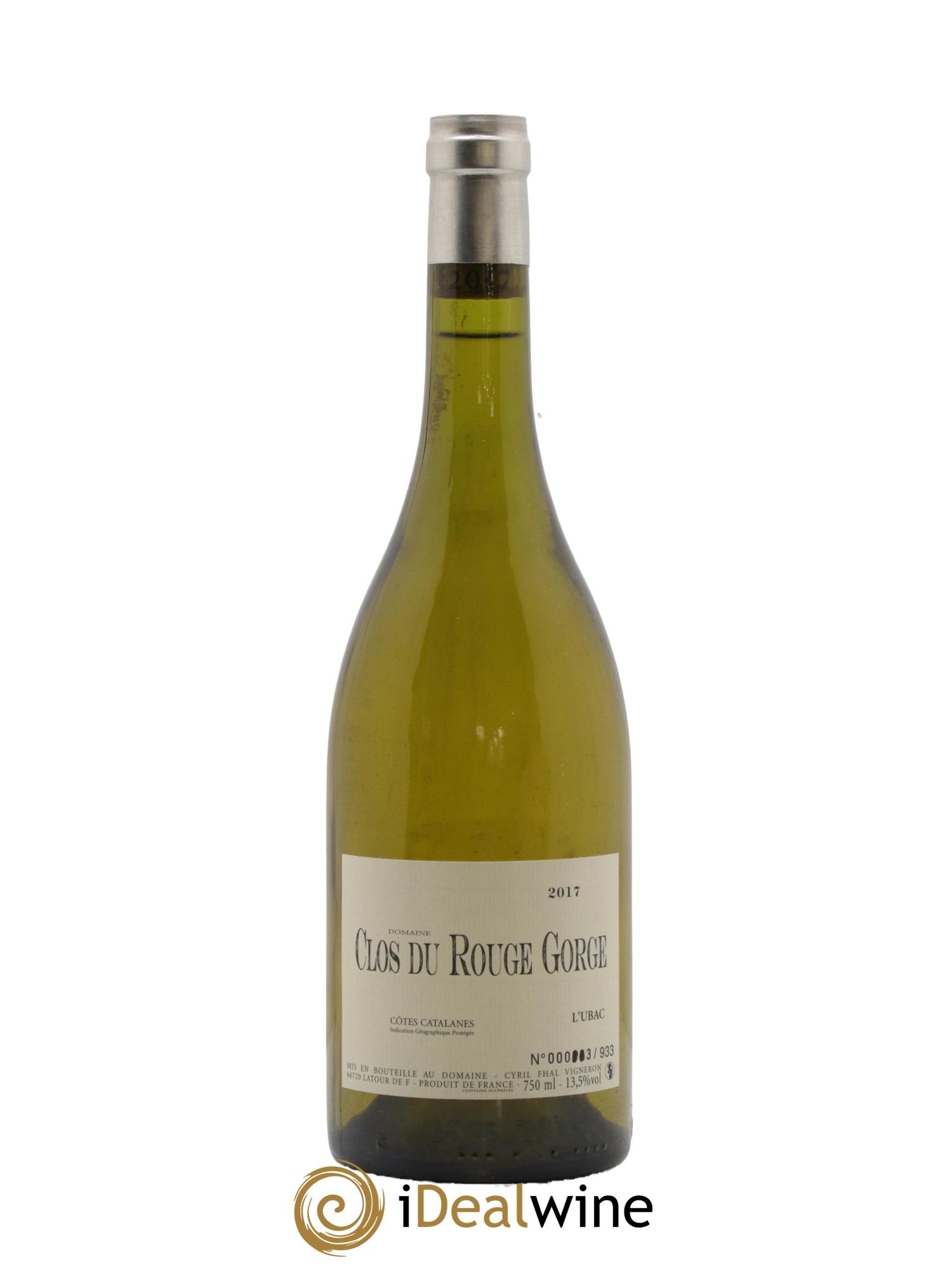 Côtes Catalanes Clos du Rouge Gorge L'Ubac Cyril Fhal 2017 - Lot de 1 bouteille - 0