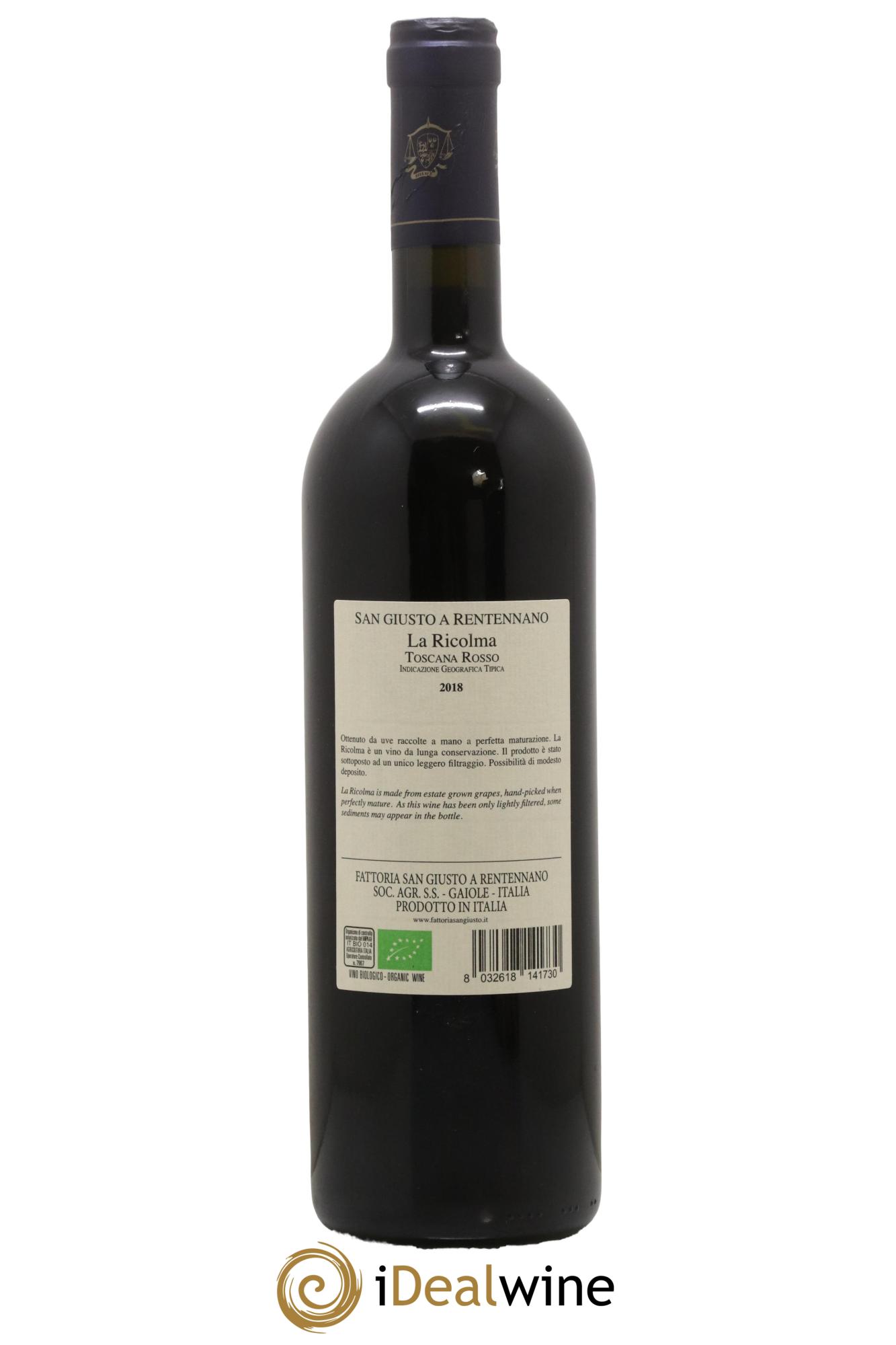 Merlot di Toscana IGT San Giusto A Rentennano La Ricolma Famille Martini di Cigala 2018 - Lot of 1 bottle - 1