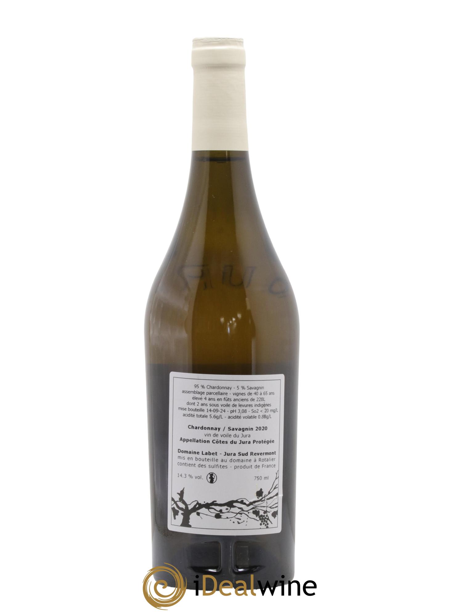 Côtes du Jura Vin de Voile Chardonnay-Savagnin cuvée de garde Romain - Julien  - Charline Labet 2020 - Lot de 1 bouteille - 1