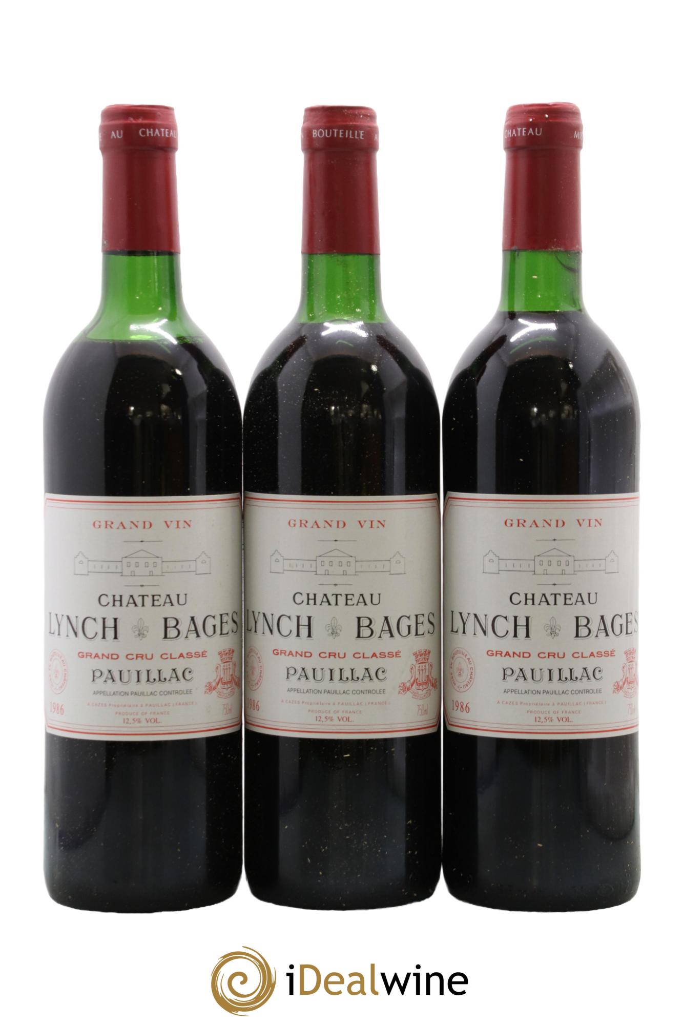 Château Lynch Bages 5ème Grand Cru Classé 1986 - Lot de 3 bouteilles - 0