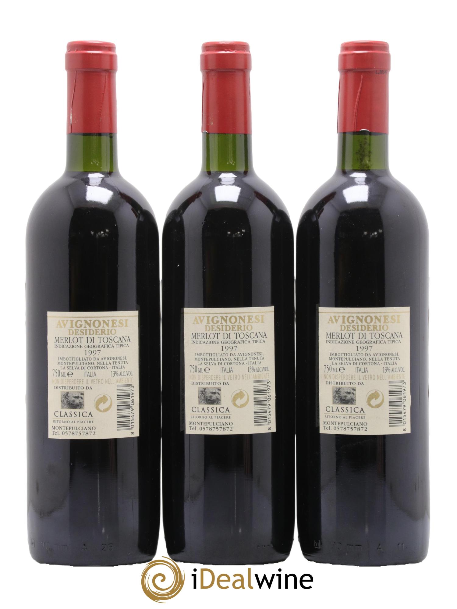 Toscana IGT Avignonesi Desiderio  1997 - Lot de 3 bouteilles - 1