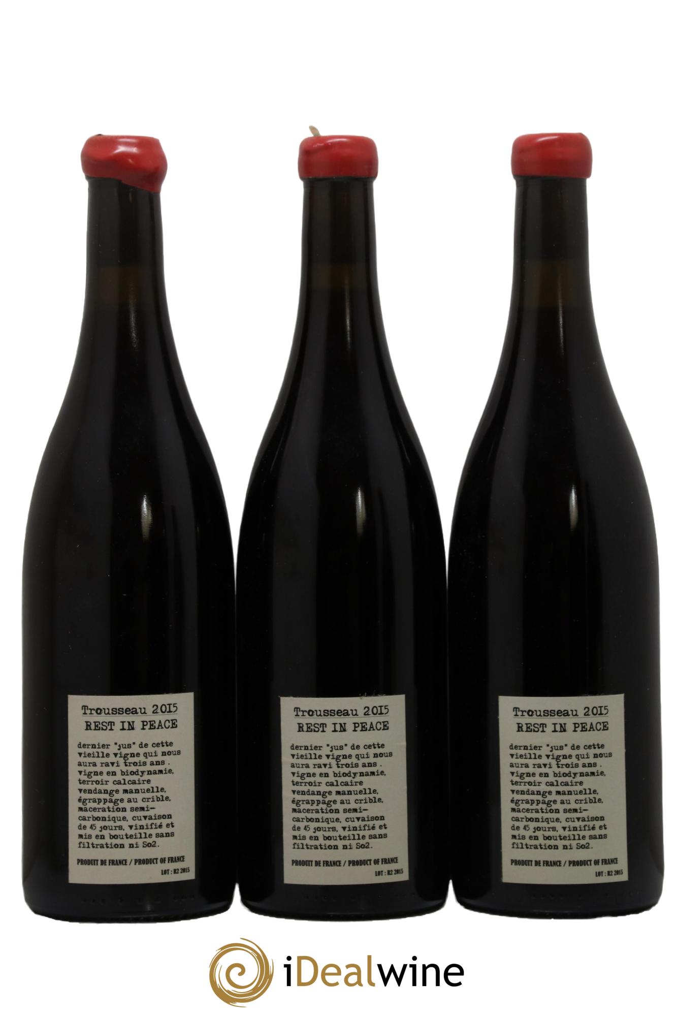 Arbois Trousseau Rest in Peace Adeline Houillon & Renaud Bruyère 2015 - Lot of 3 bottles - 1