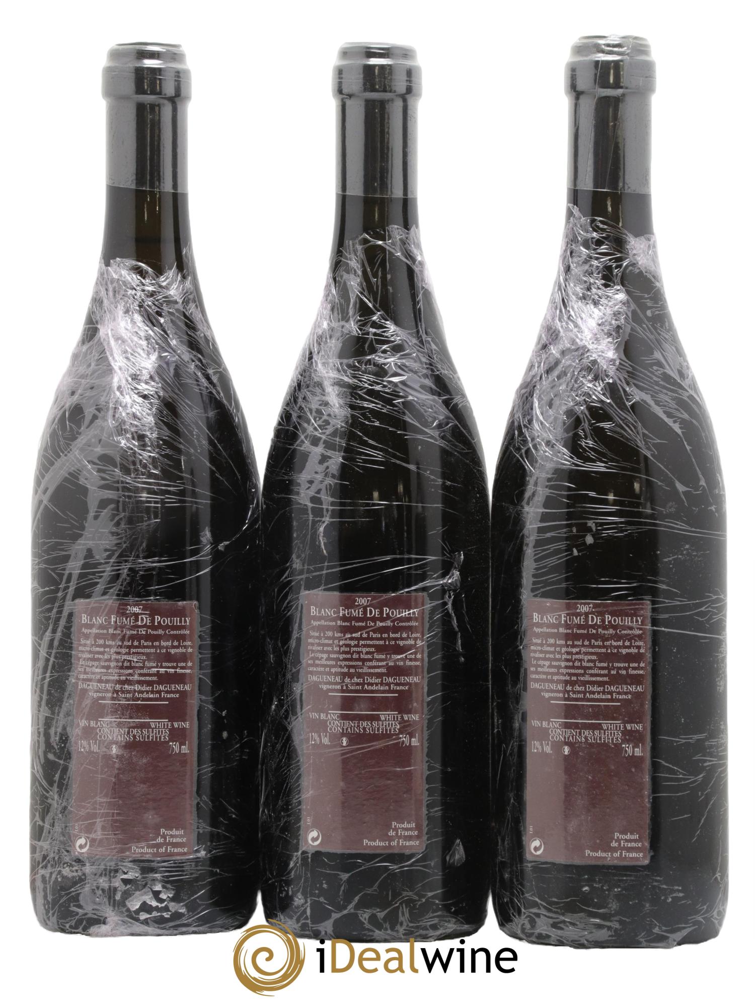 Vin de France (anciennement Pouilly-Fumé) Pur Sang Dagueneau (Domaine Didier - Louis-Benjamin) 2007 - Posten von 3 Flaschen - 1