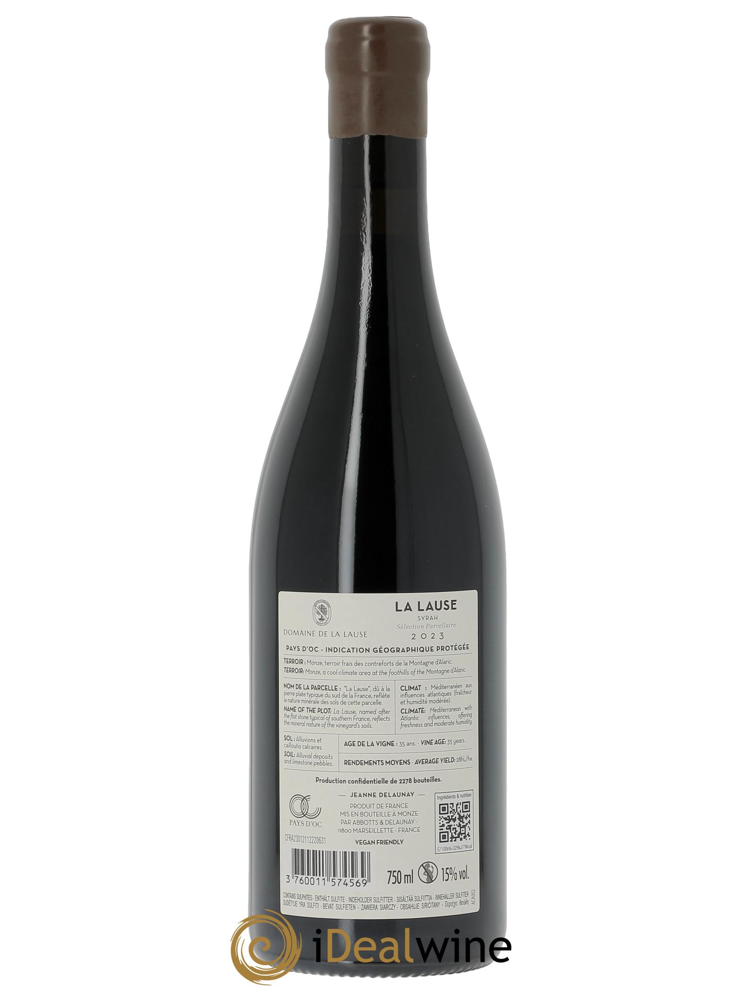 Pays d'Oc Syrah "La Lause" Abbotts & Delaunay 2023 - Lot de 1 bouteille - 1