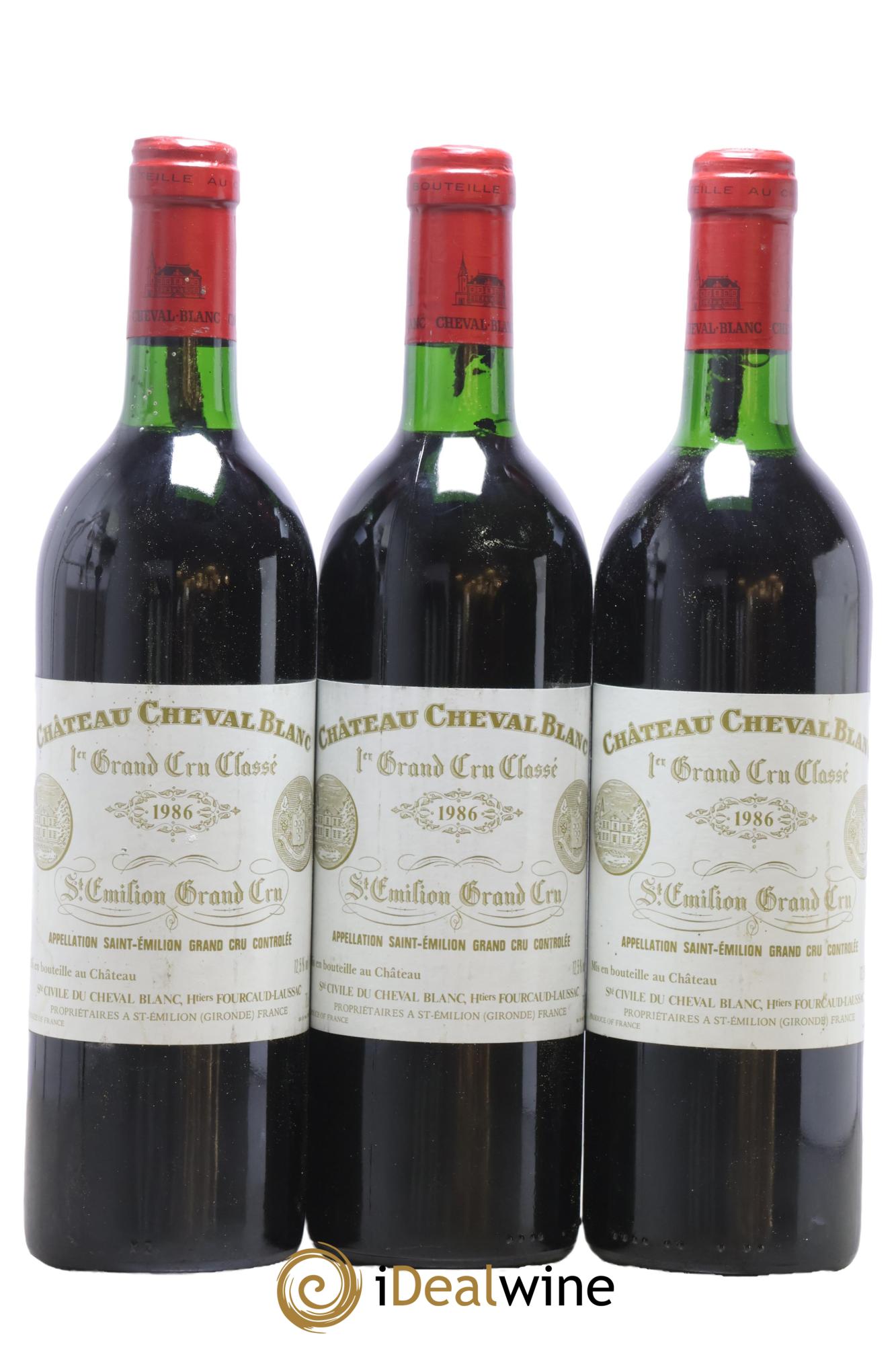 Château Cheval Blanc 1er Grand Cru Classé A 1986 - Lot of 3 bottles - 0