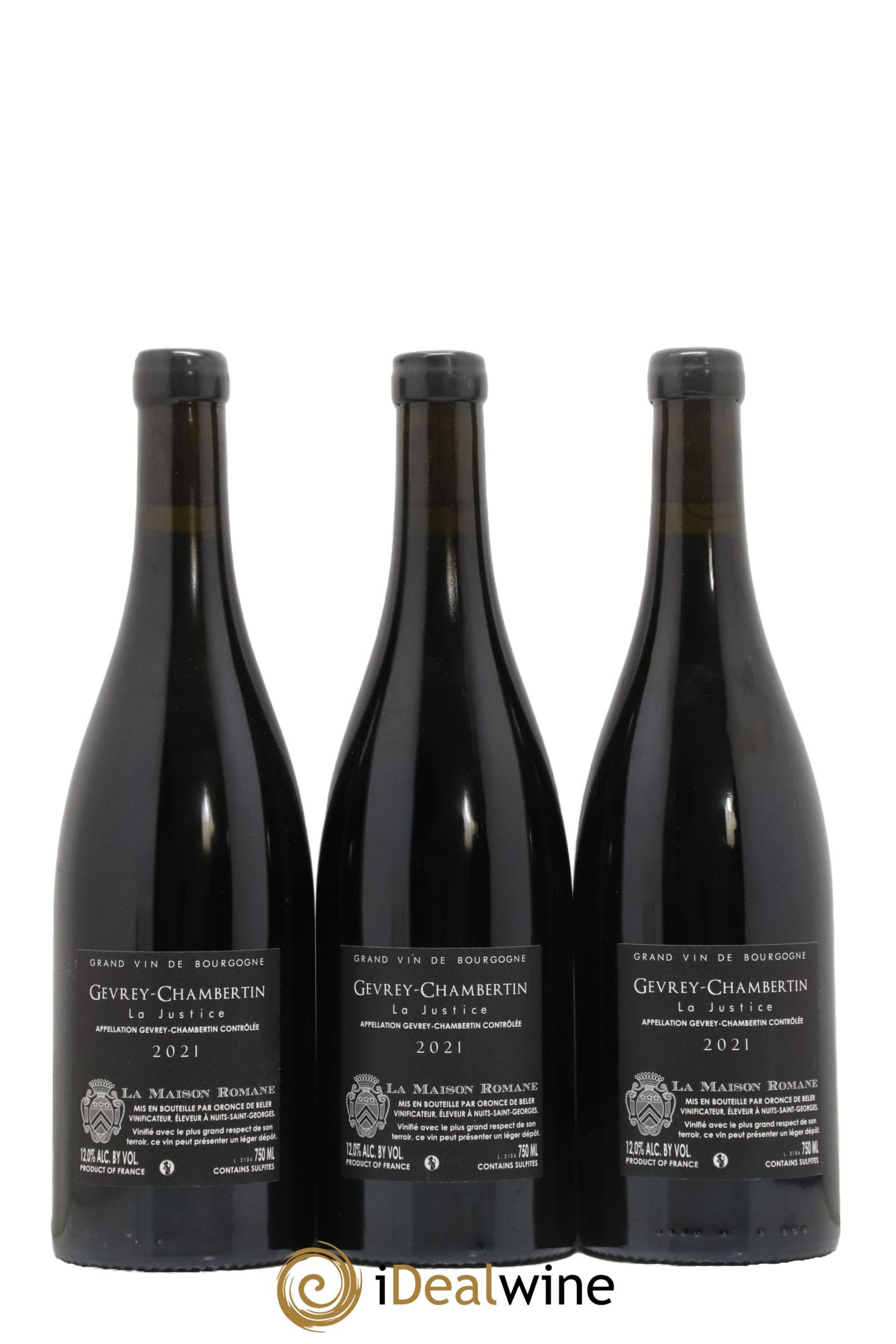 Gevrey-Chambertin La Justice La Maison Romane 2021 - Lot de 3 bouteilles - 1