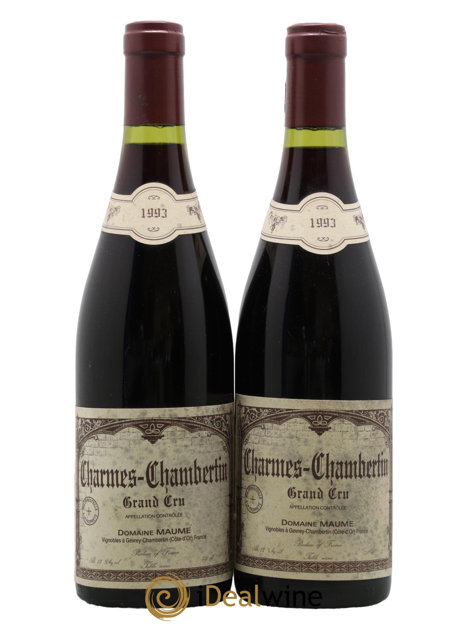 Charmes-Chambertin Grand Cru Maume (Domaine) 1993 - Lot de 2 bouteilles - 0