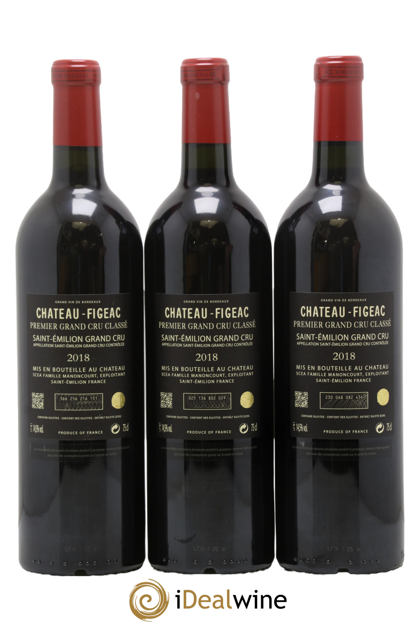 Château Figeac 1er Grand Cru Classé A 2018 - Lot of 3 bottles - 1
