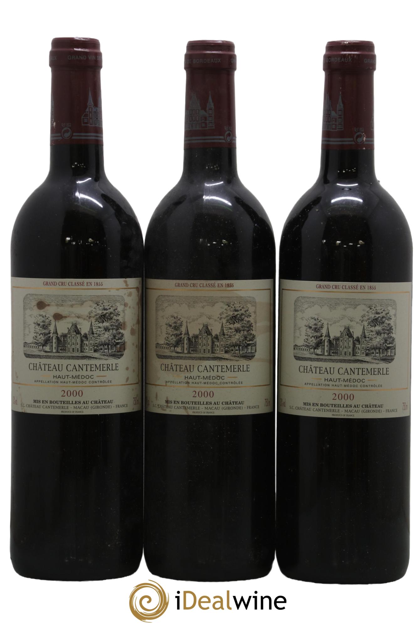 Château Cantemerle 5ème Grand Cru Classé 2000 - Lot de 3 bouteilles - 0