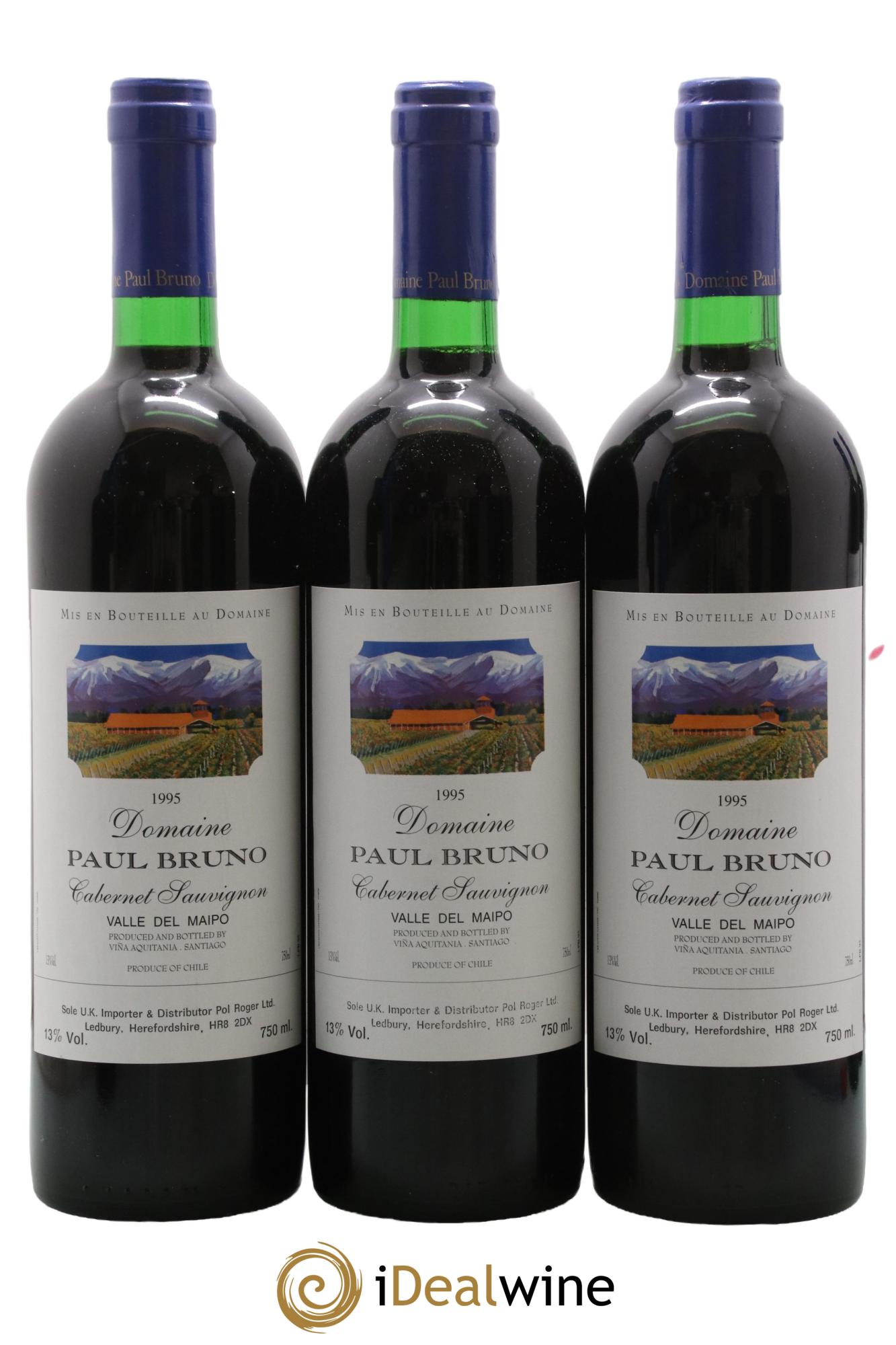 Maipo Domaine Paul Bruno Cabernet Sauvignon 1995 - Lot de 3 bouteilles - 0