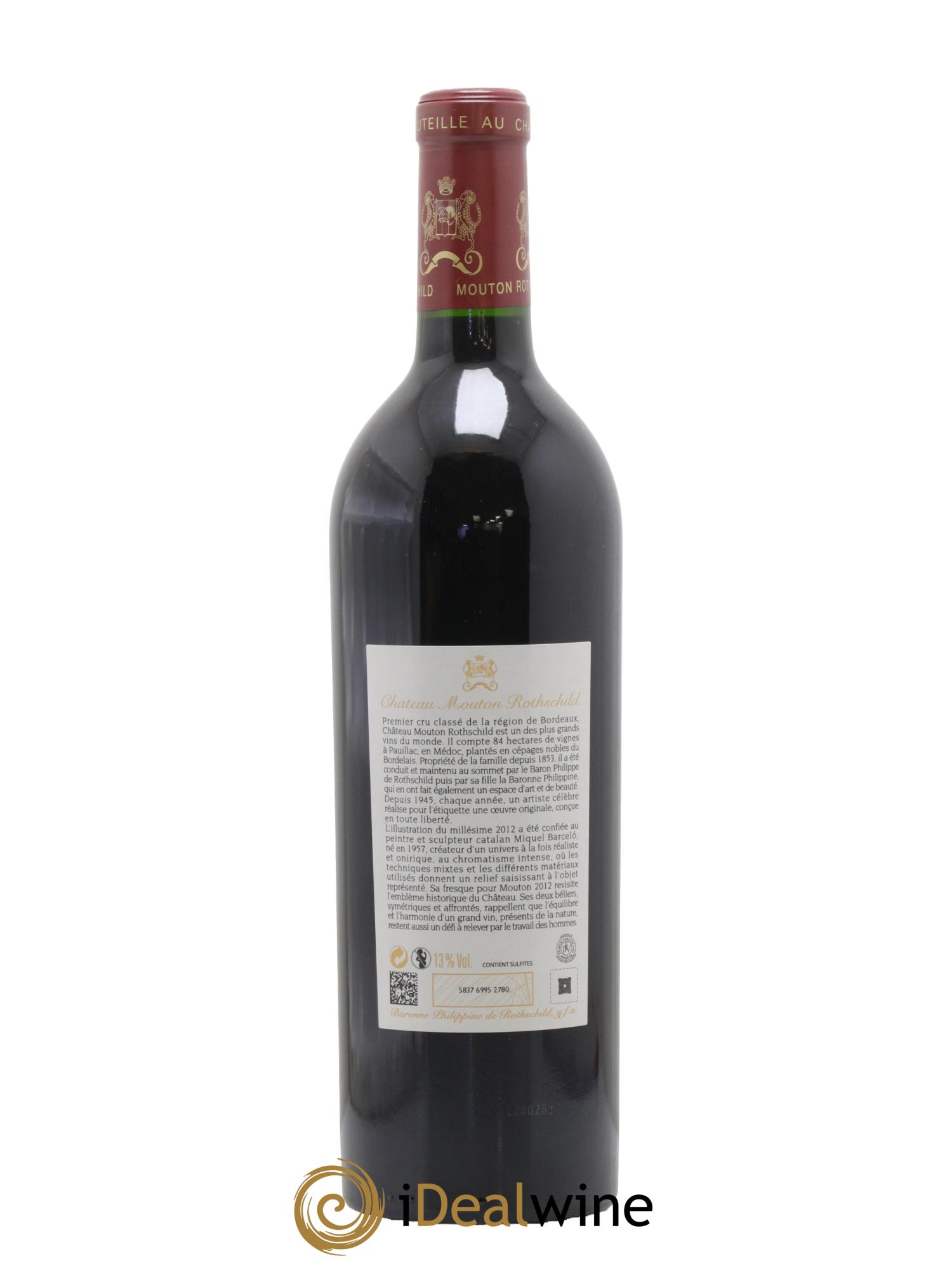 Château Mouton Rothschild 1er Grand Cru Classé 2012 - Lot de 1 bouteille - 1