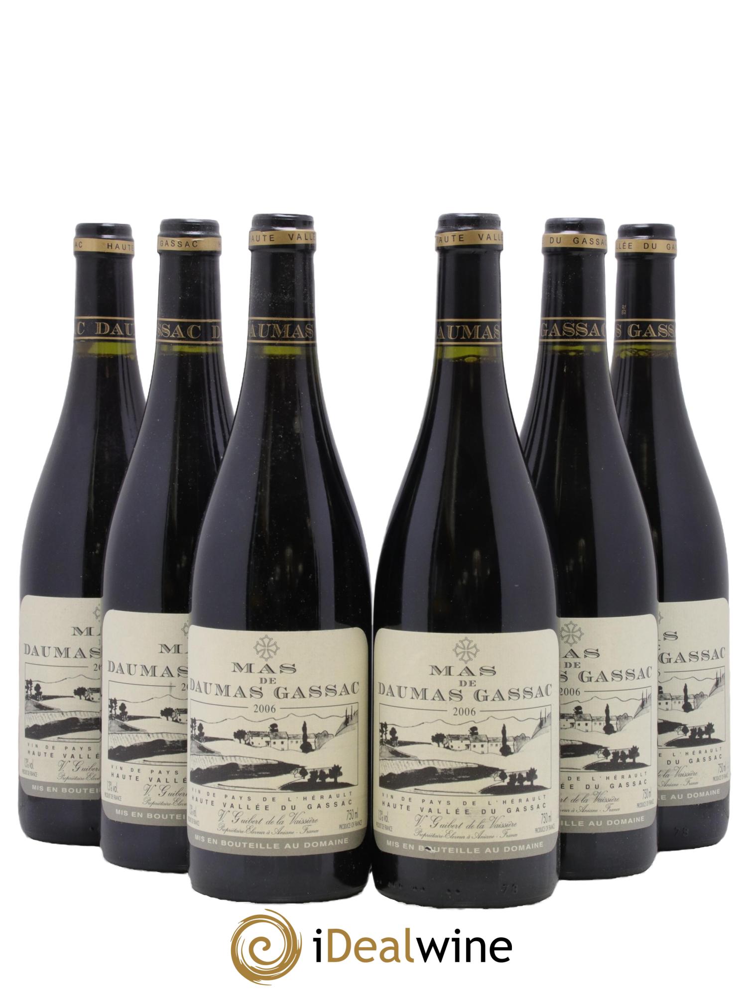 Saint-Guilhem-le-Désert - Cité d'Aniane Mas Daumas Gassac Famille Guibert de La Vaissière 2006 - Lot de 6 bouteilles - 0