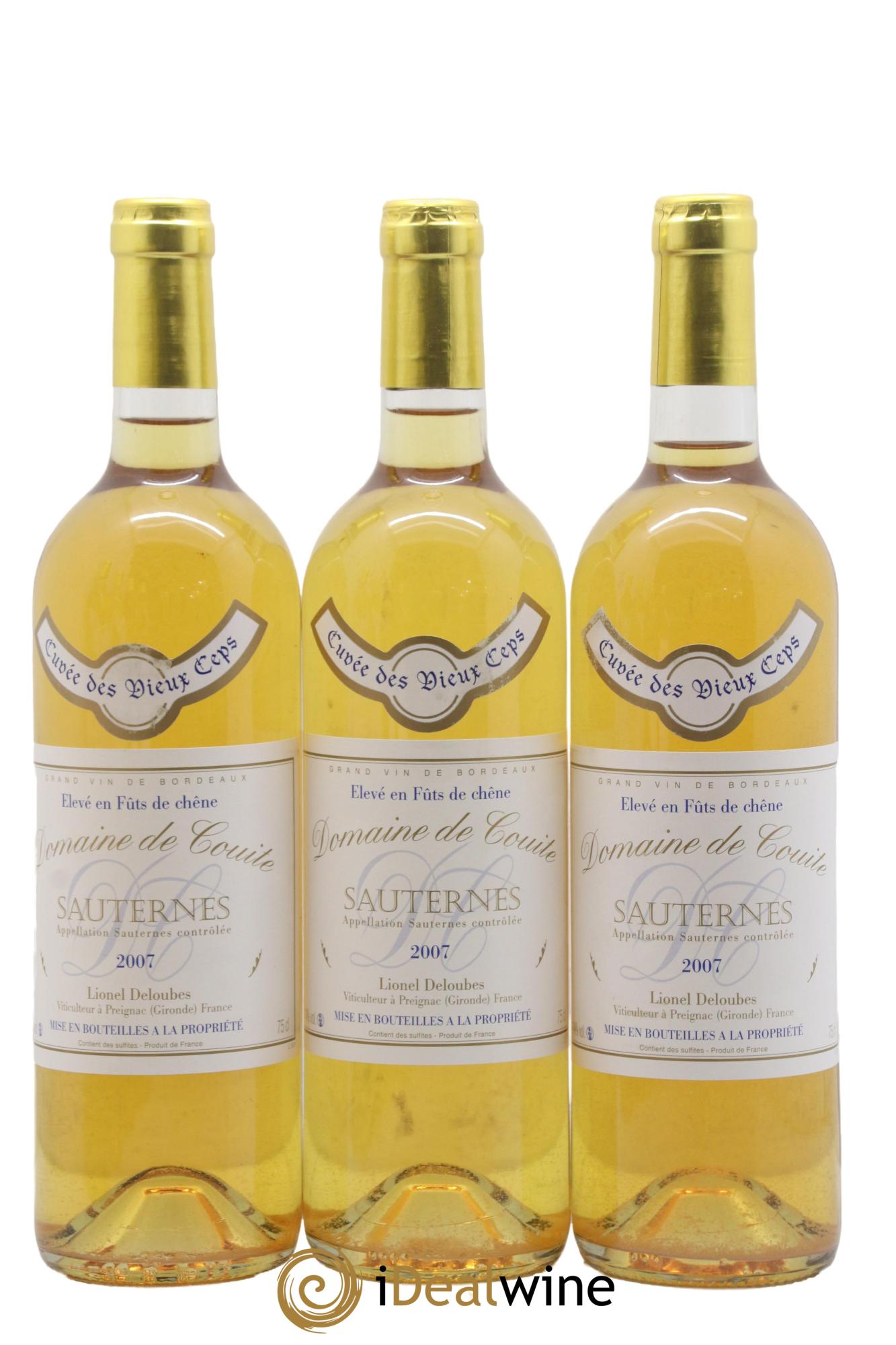Sauternes Domaine de la Couite 2007 - Posten von 3 Flaschen - 0
