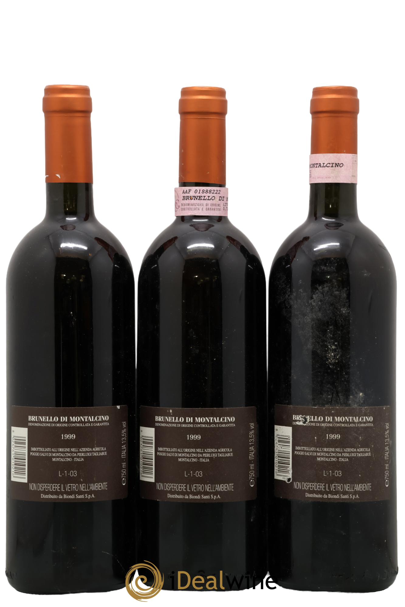 Brunello di Montalcino Villa Poggio Salvi 1999 - Lot de 3 bouteilles - 1