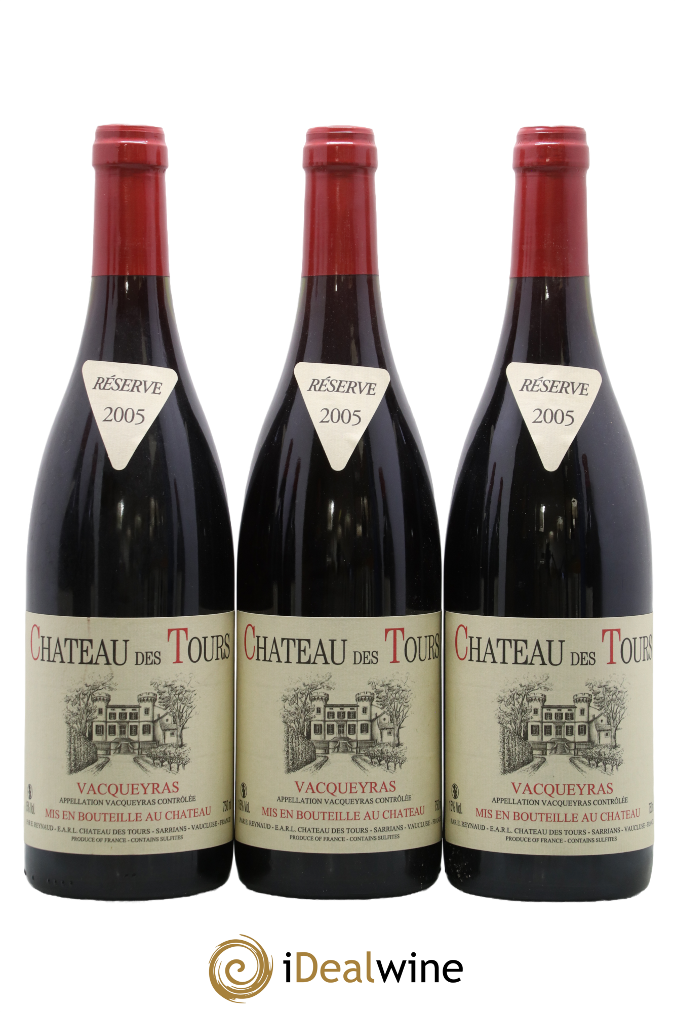 Vacqueyras Château des Tours Emmanuel Reynaud 2005 - Lot de 3 bouteilles - 0