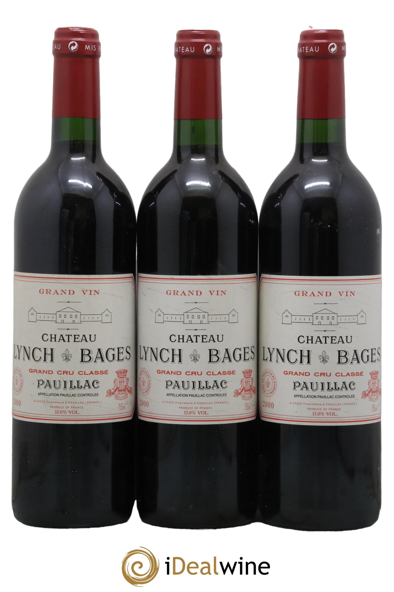 Château Lynch Bages 5ème Grand Cru Classé 2000 - Lot de 3 bouteilles - 0