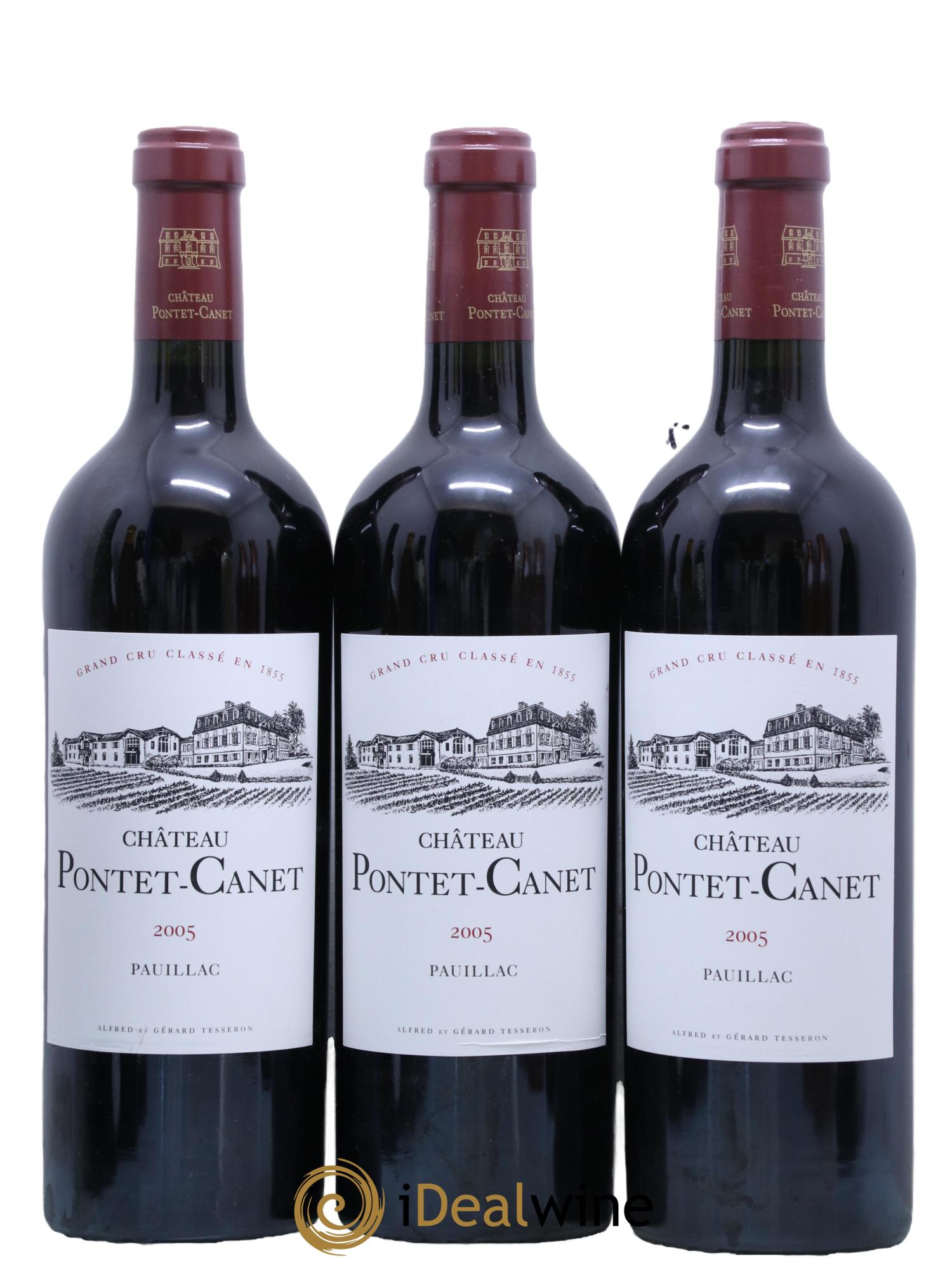 Château Pontet Canet 5ème Grand Cru Classé 2005 - Lot de 3 bouteilles - 0