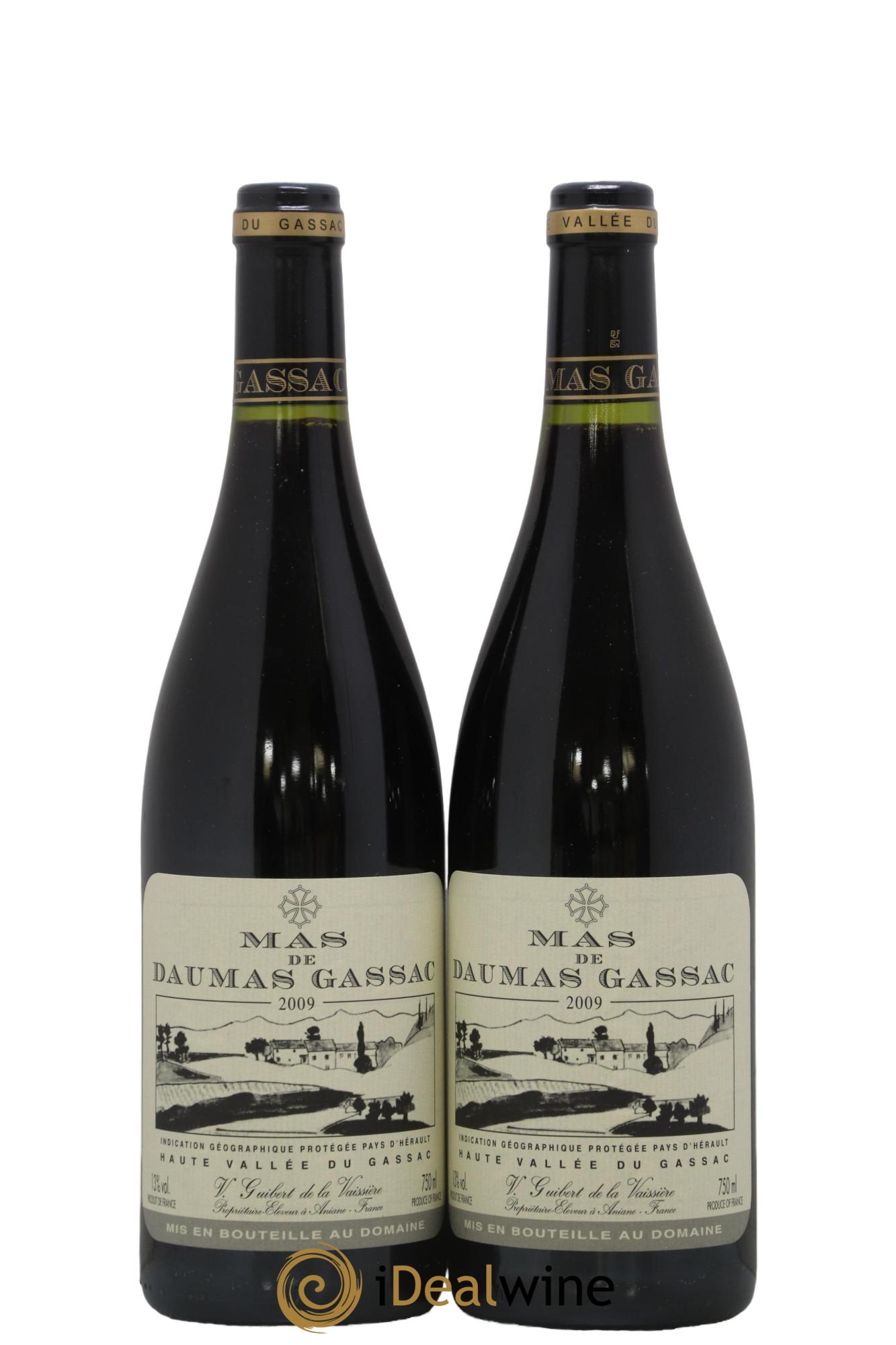 IGP St Guilhem-le-Désert - Cité d'Aniane Mas Daumas Gassac Famille Guibert de La Vaissière 2009 - Lot de 2 bouteilles - 0