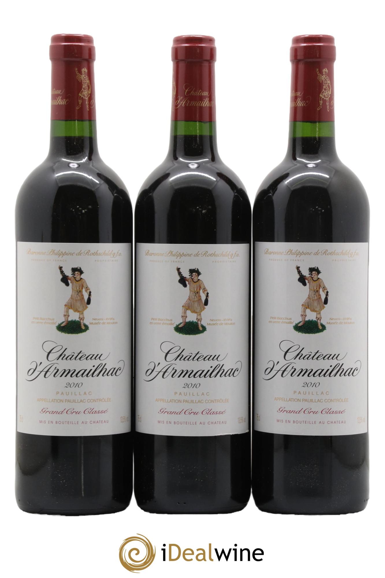 Château d' Armailhac - Mouton Baron(ne) Philippe 5ème Grand Cru Classé 2010 - Posten von 12 Flaschen - 3