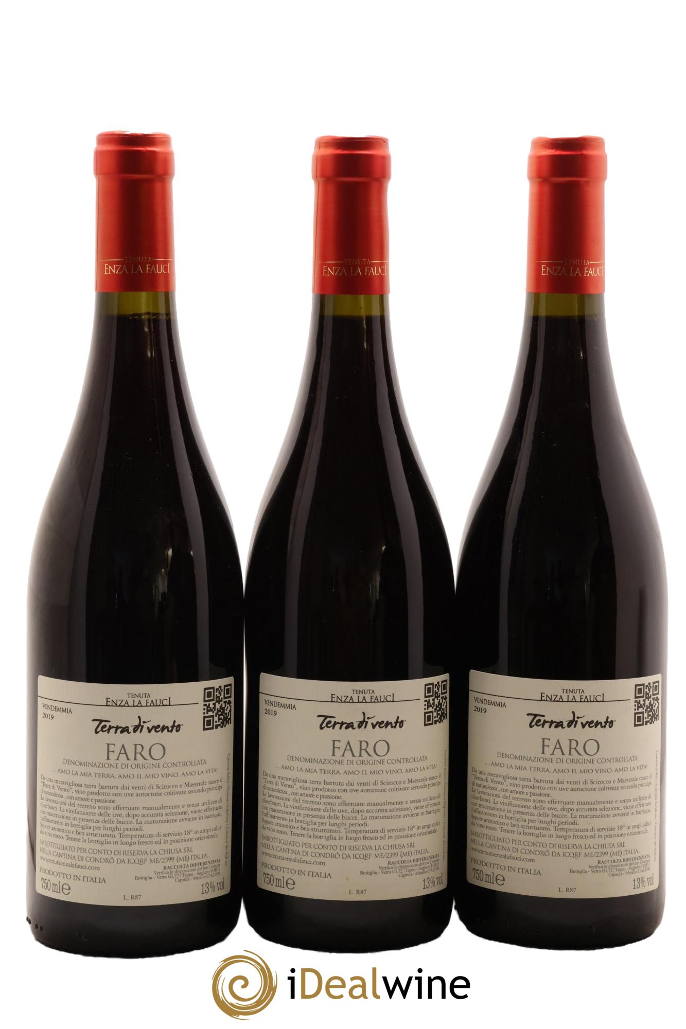 Italie Faro DOC Terra di Vento Tenuta Enza la Fauci 2019 - Lot de 3 bouteilles - 1