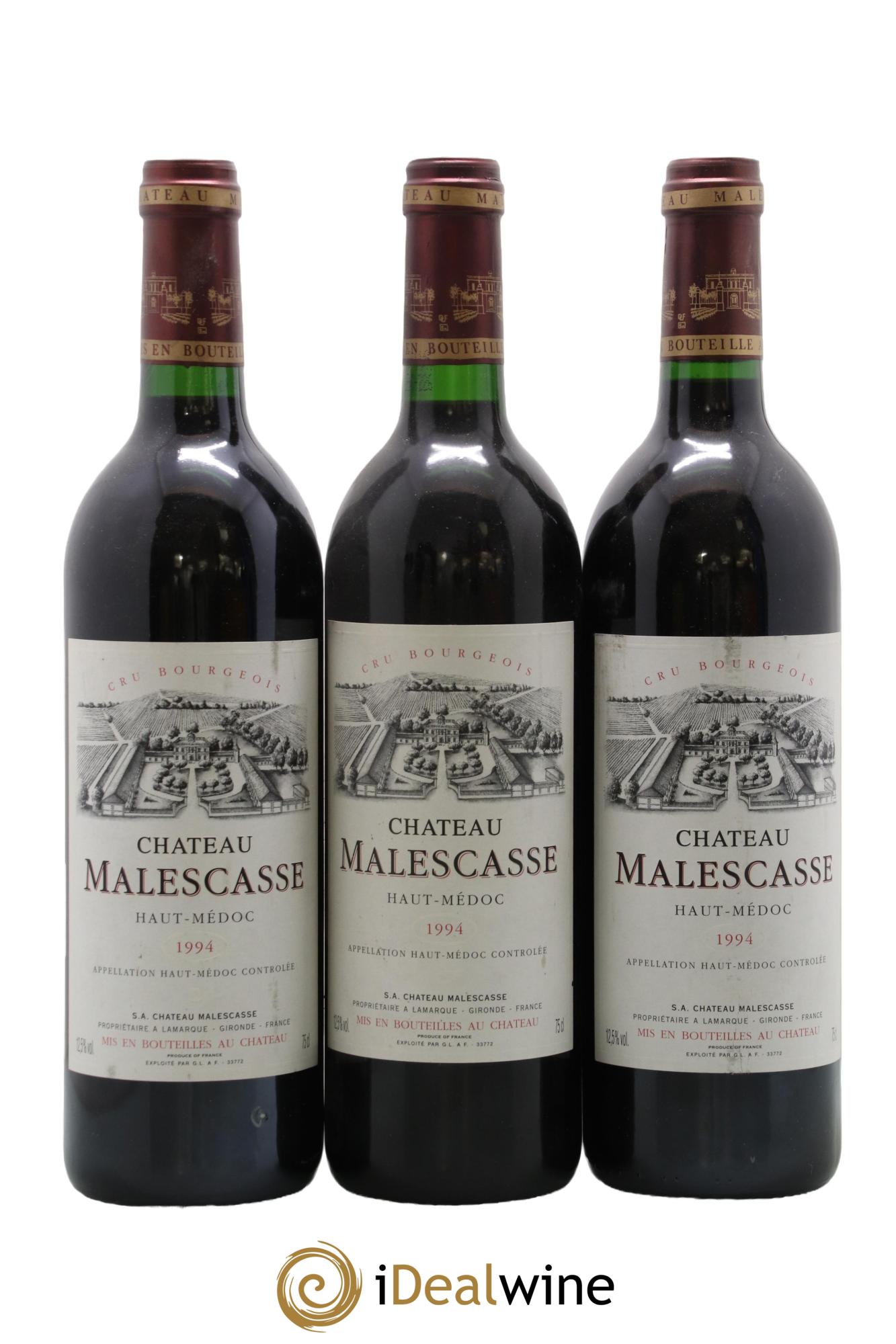 Château Malescasse Cru Bourgeois Exceptionnel 1994 - Lot de 3 bouteilles - 0