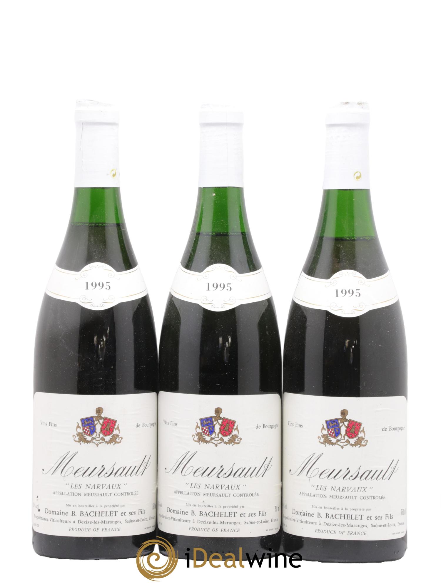 Meursault Les Narvaux Domaine Bachelet 1995 - Lot of 3 bottles - 0