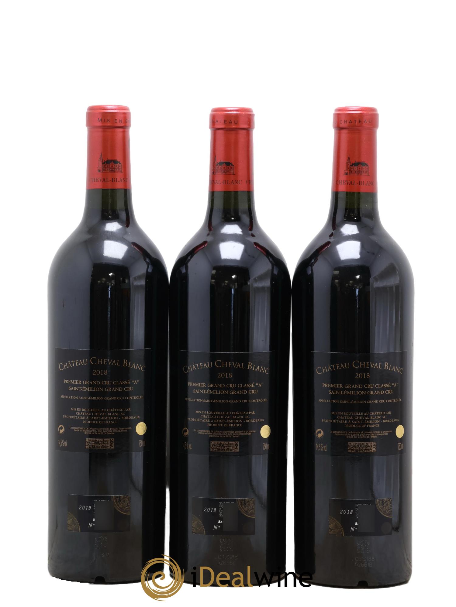 Château Cheval Blanc 1er Grand Cru Classé A 2018 - Lot de 3 bouteilles - 1