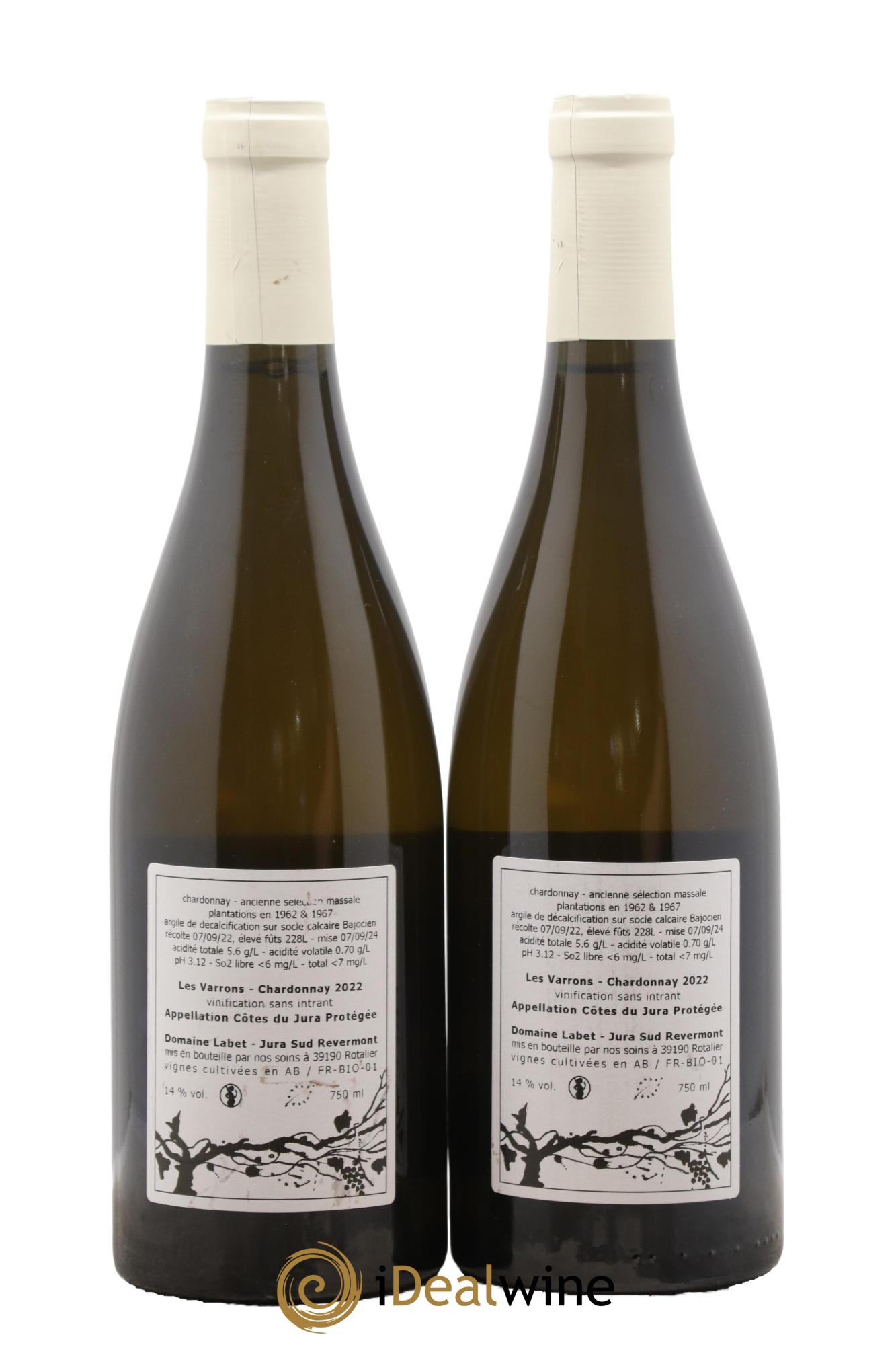 Côtes du Jura Chardonnay Les Varrons Romain - Julien  - Charline Labet 2022 - Lotto di 2 bottiglie - 1