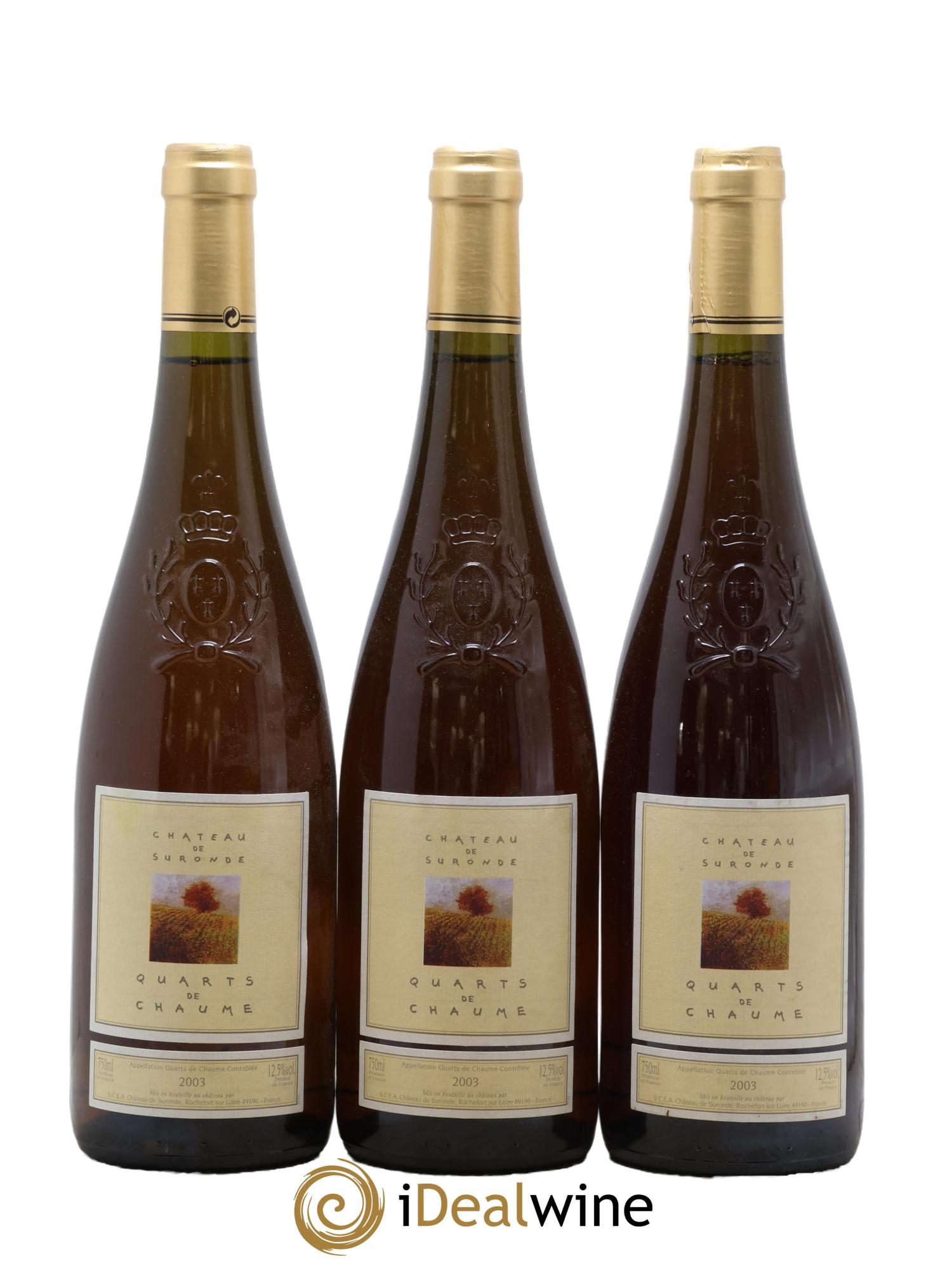 Quarts de Chaume Grains Nobles Château de Suronde 2003 - Posten von 3 Flaschen - 0