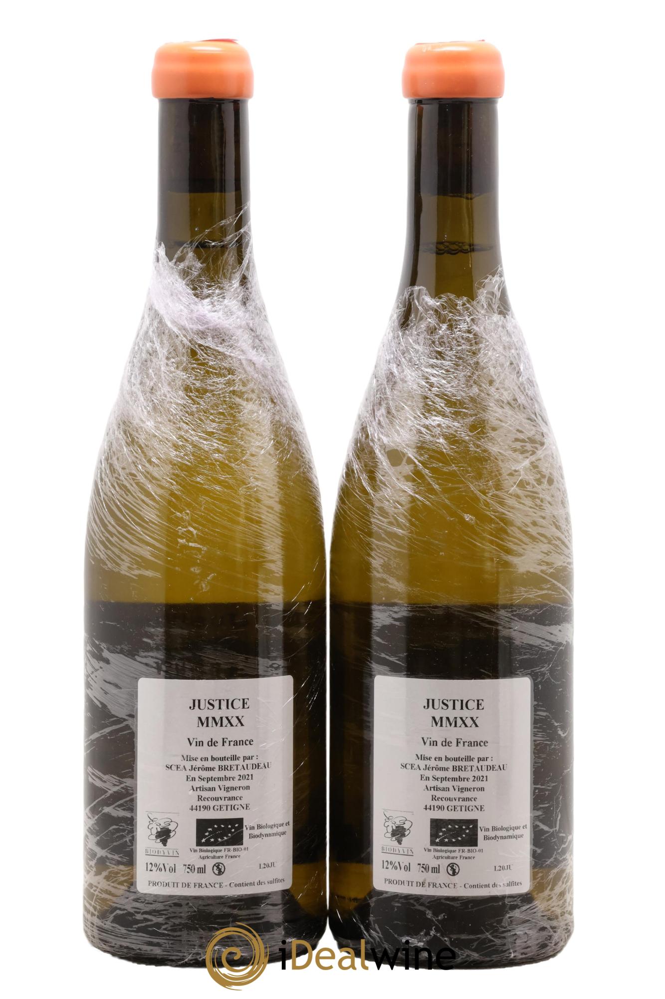 Vin de France La Justice Jérôme Bretaudeau - Domaine de Bellevue 2020 - Lot of 2 bottles - 1