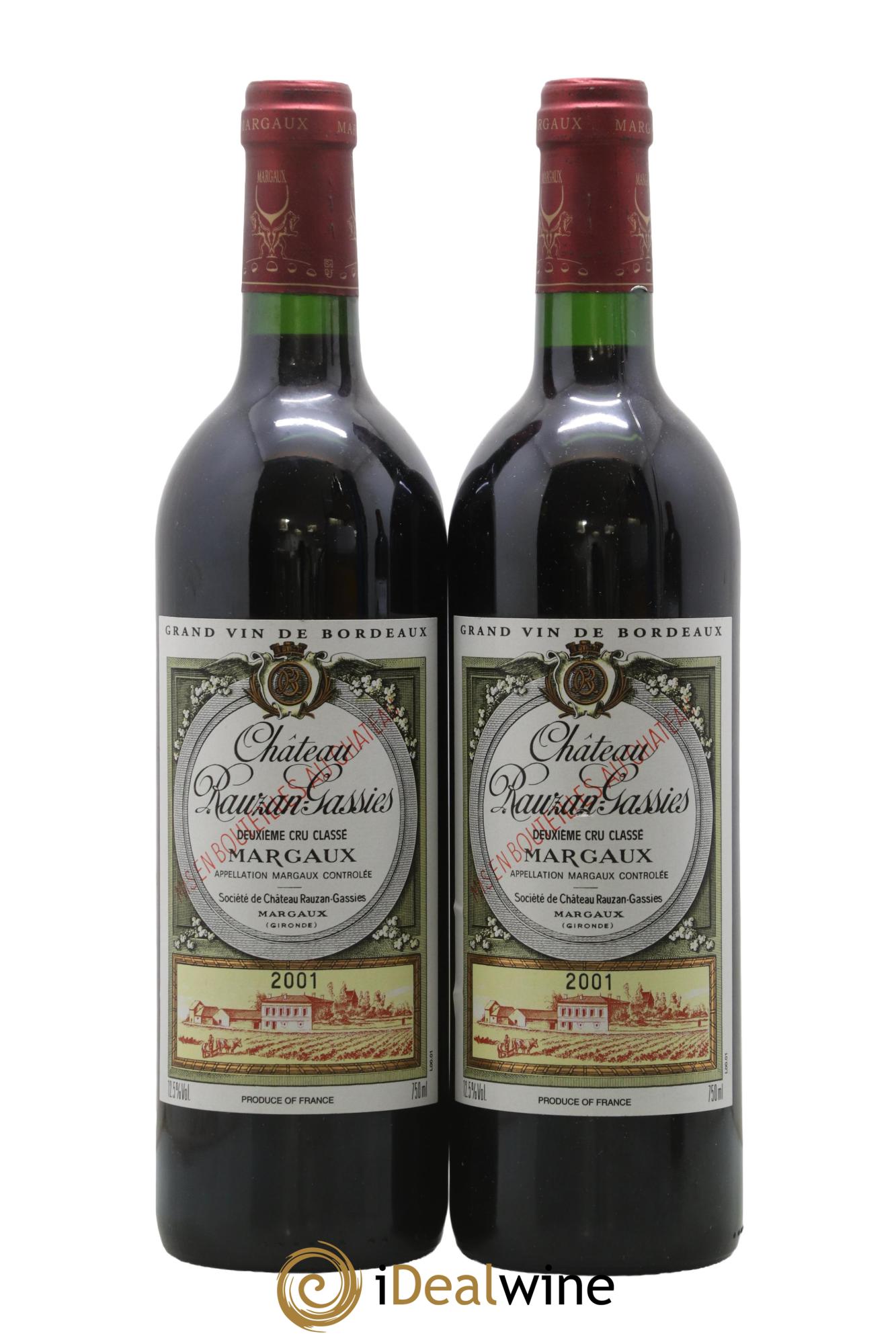 Château Rauzan-Gassies 2ème Grand Cru Classé 2001 - Lot of 2 bottles - 0