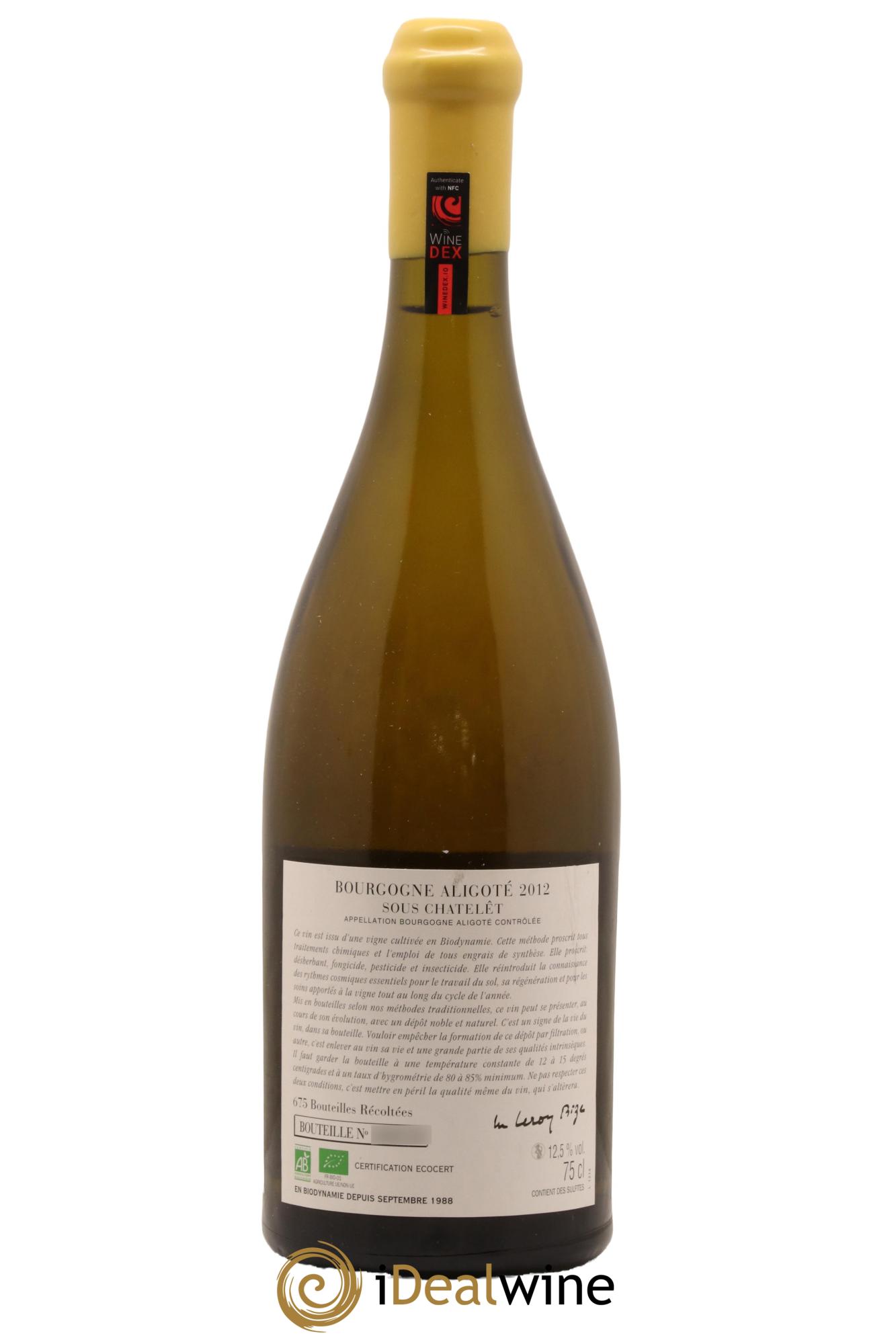Bourgogne Aligoté Sous Chatelet d'Auvenay (Domaine) 2012 - Lot de 1 bouteille - 1