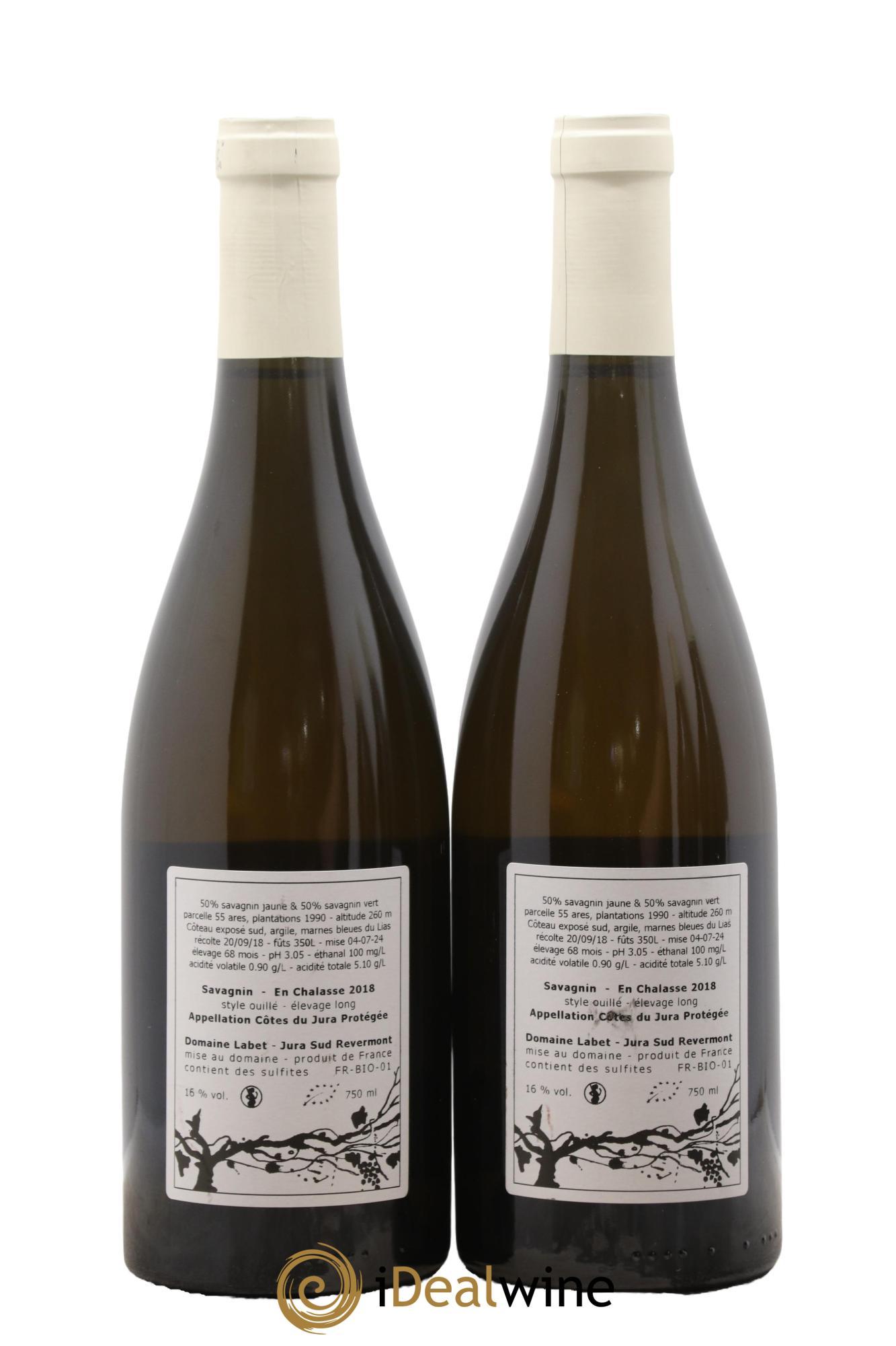 Côtes du Jura Savagnin en Chalasse Elevage Long Romain - Julien - Charline Labet 2018 - Lot de 2 bouteilles - 1
