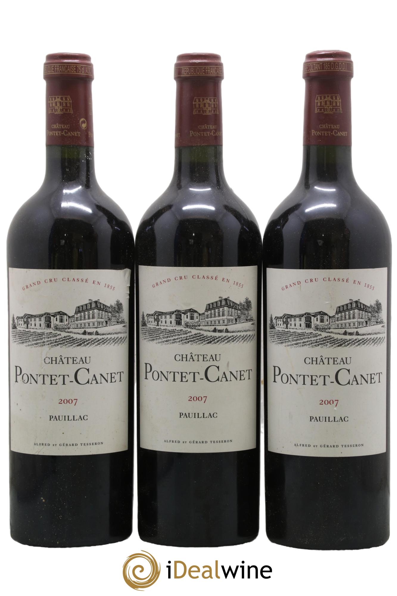 Château Pontet Canet 5ème Grand Cru Classé 2007 - Lot de 3 bouteilles - 0
