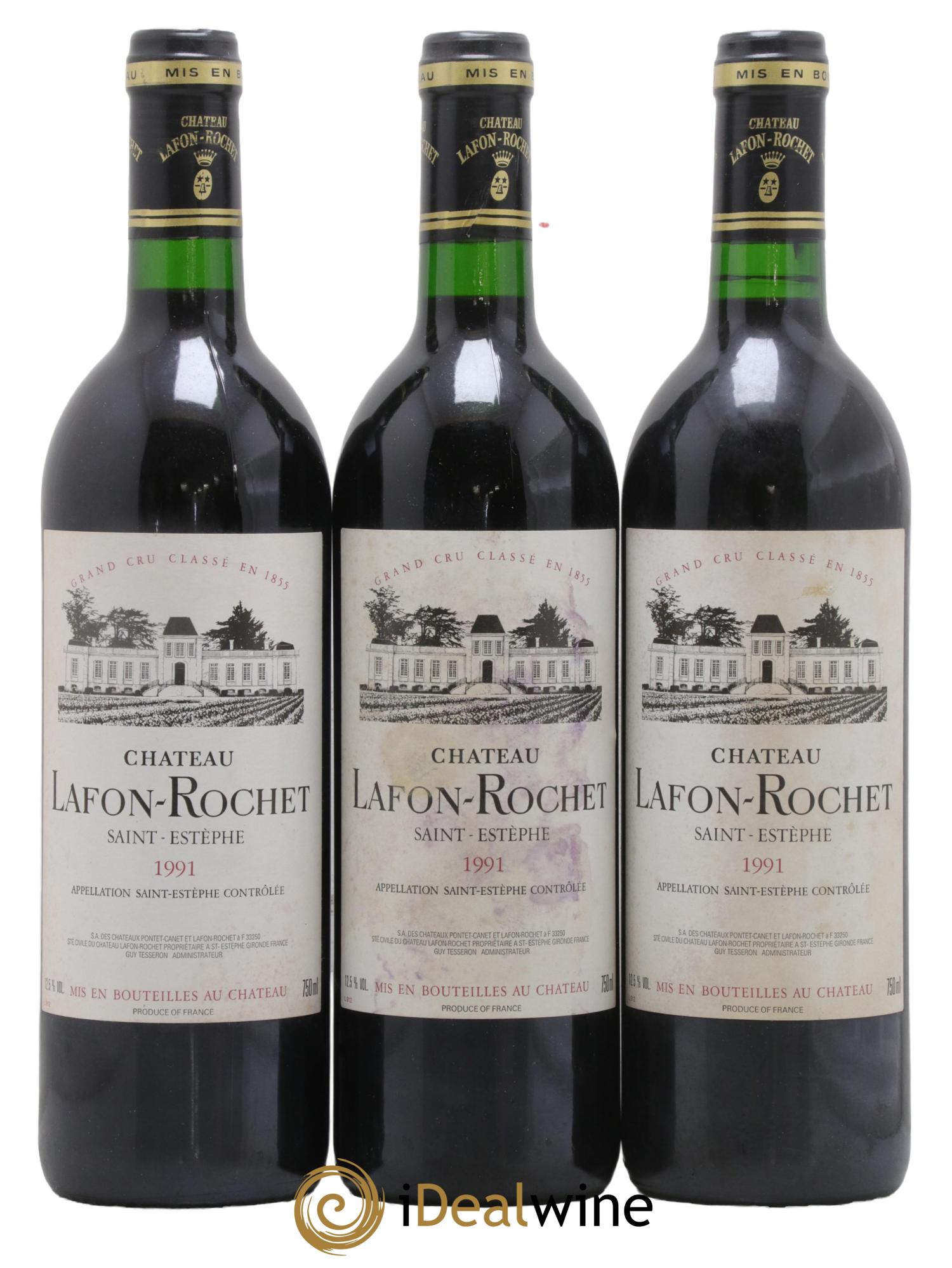 Château Lafon Rochet 4ème Grand Cru Classé 1991 - Lot de 3 bouteilles - 0