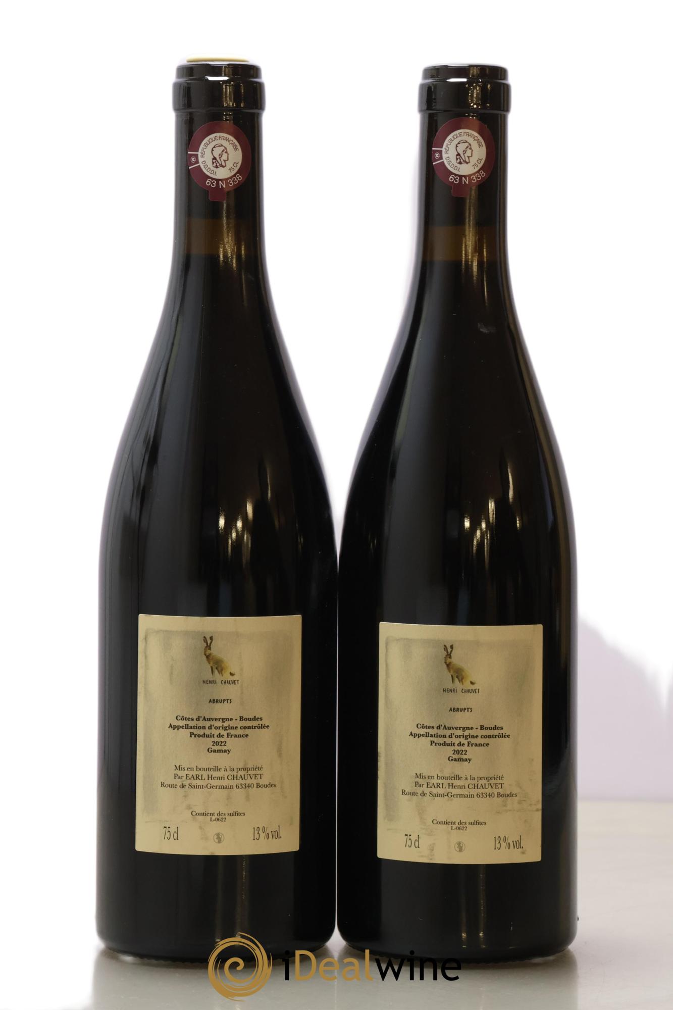 Côtes d'Auvergne AOP Abrupts Henri Chauvet 2022 - Lot of 2 bottles - 1