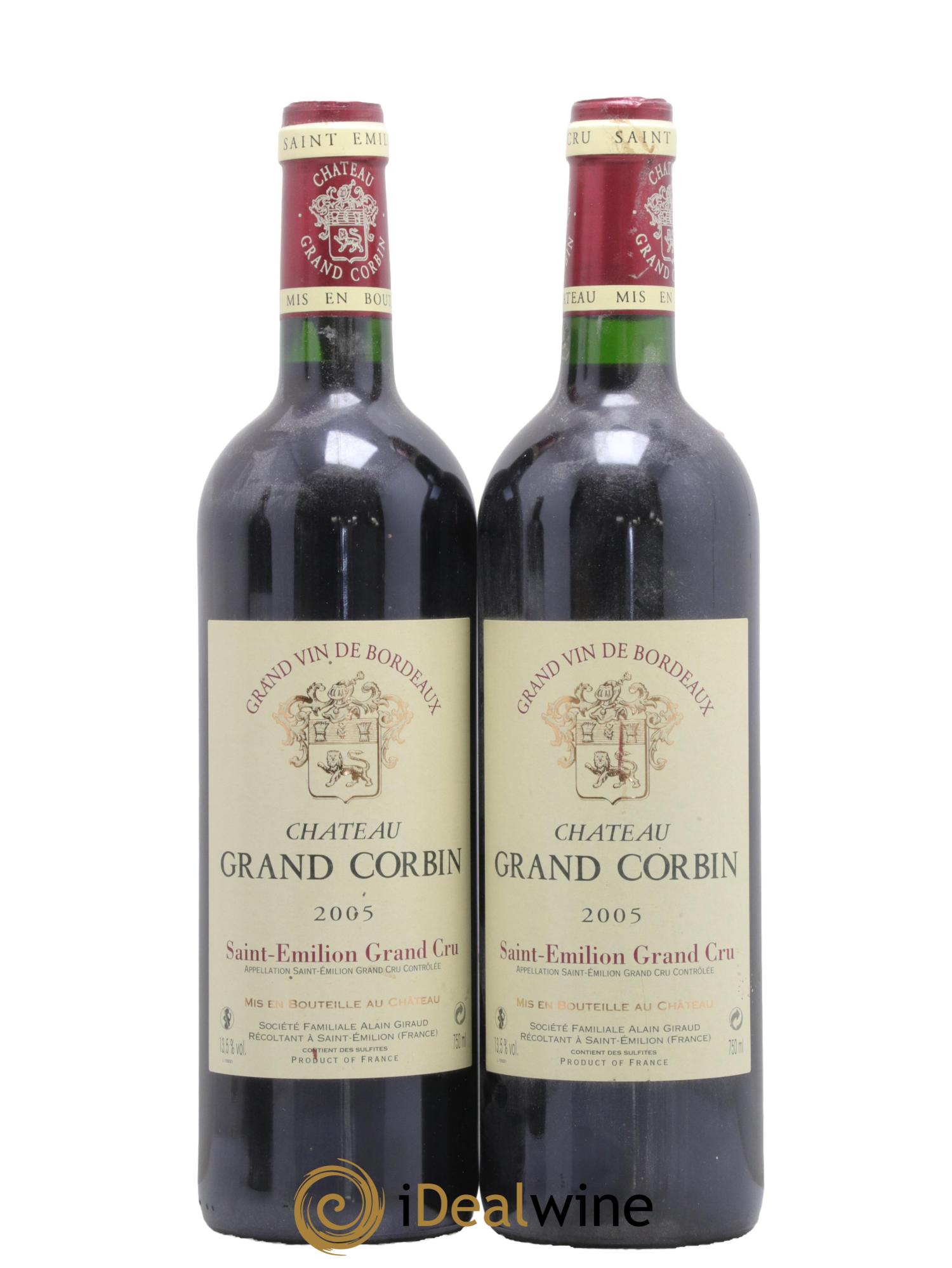 Château Grand Corbin Grand Cru Classé 2005 - Lotto di 2 bottiglie - 0