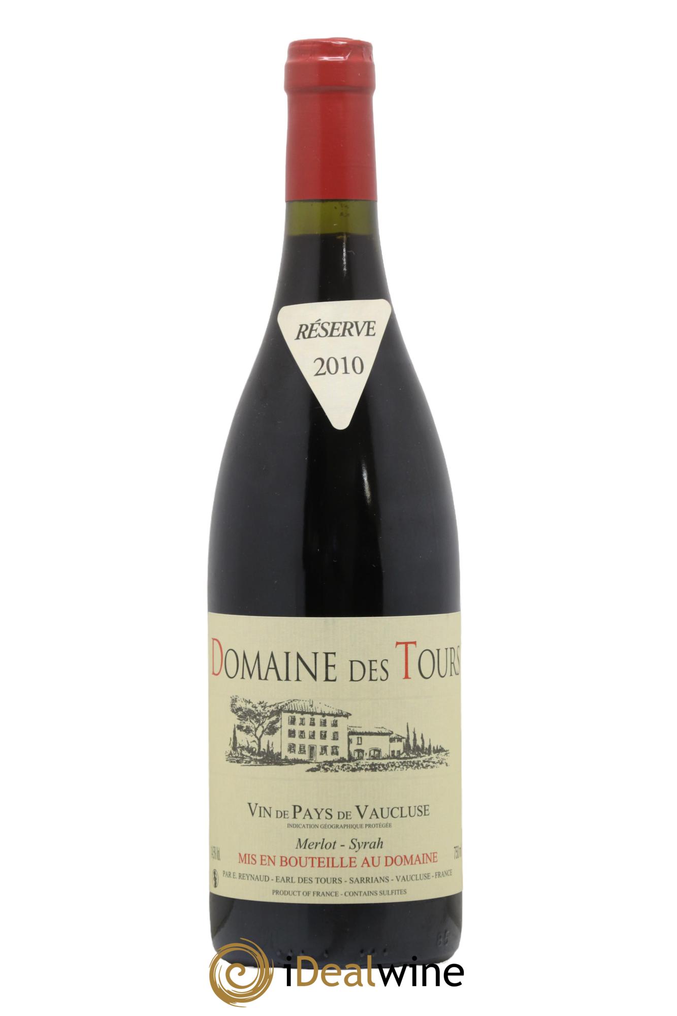 Vaucluse Domaine des Tours Merlot-Syrah Emmanuel Reynaud 2010 - Lot de 1 bouteille - 0