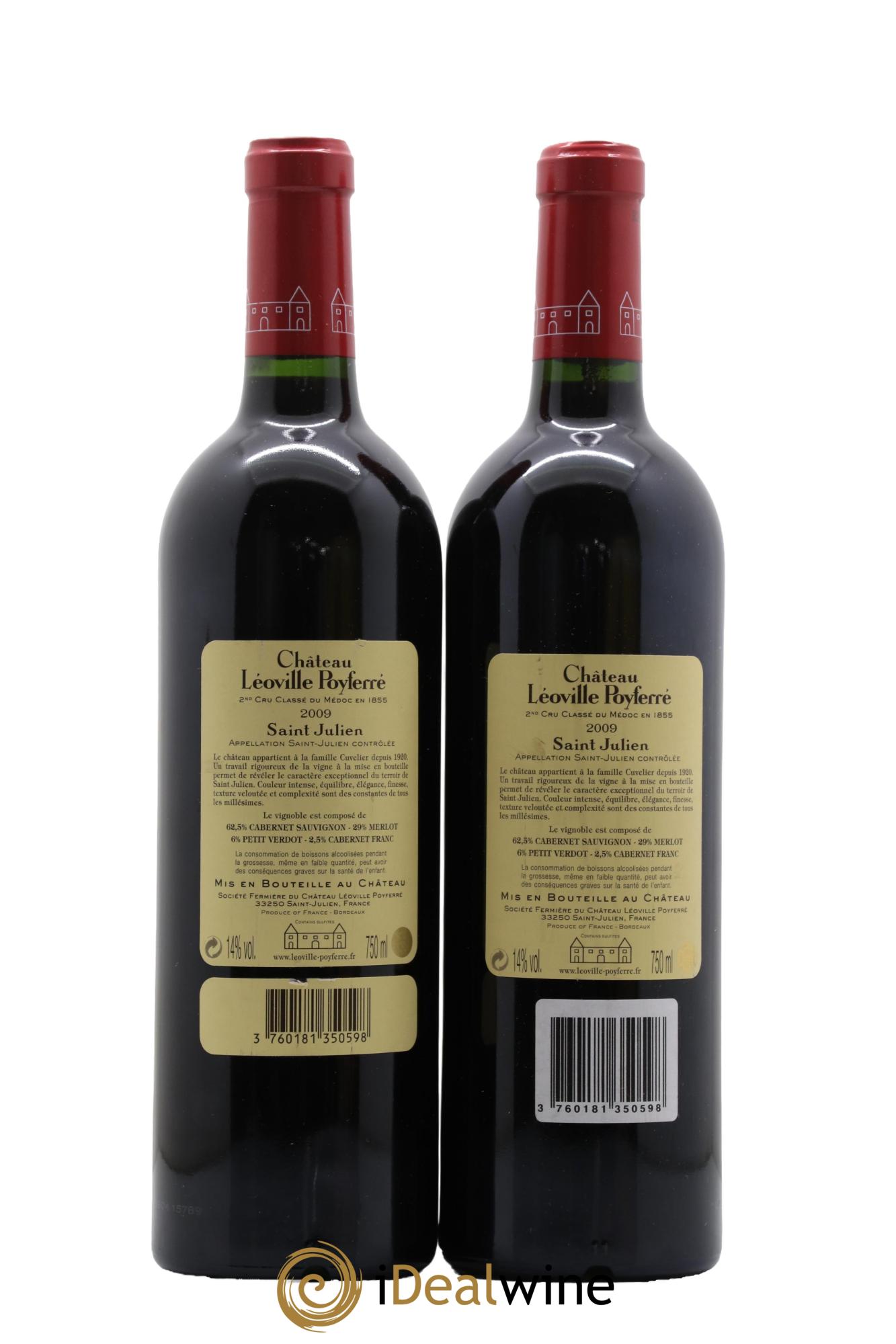 Château Léoville Poyferré 2ème Grand Cru Classé 2009 - Lot de 2 bouteilles - 1