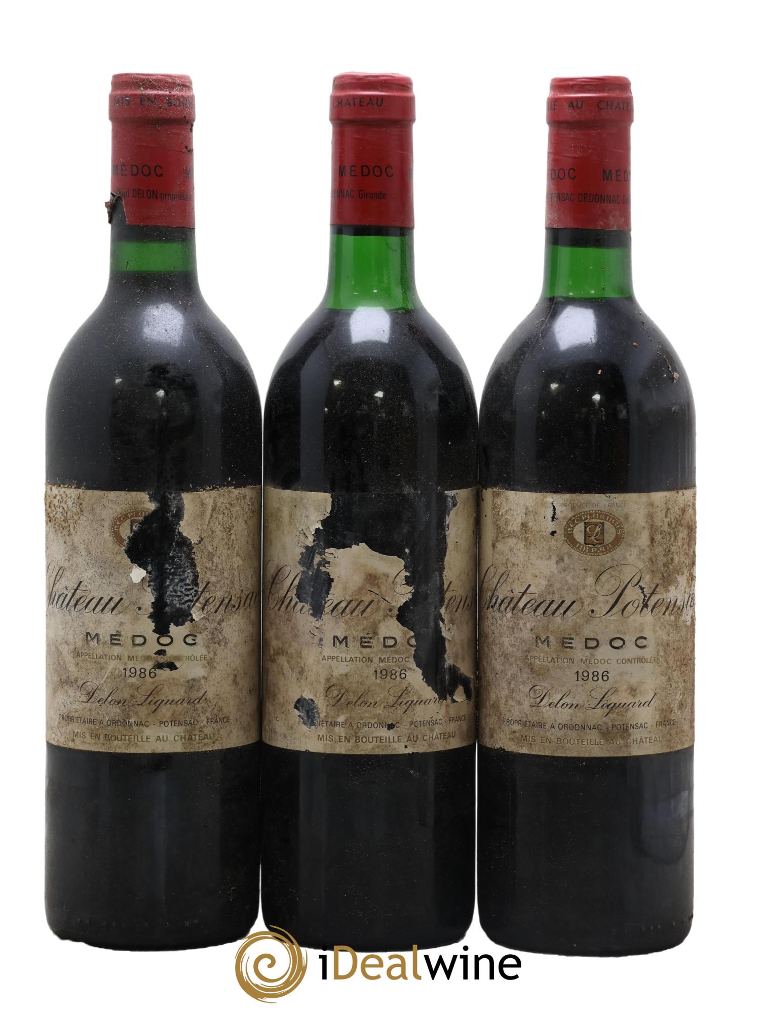 Château Potensac 1986 - Lot de 3 bouteilles - 0